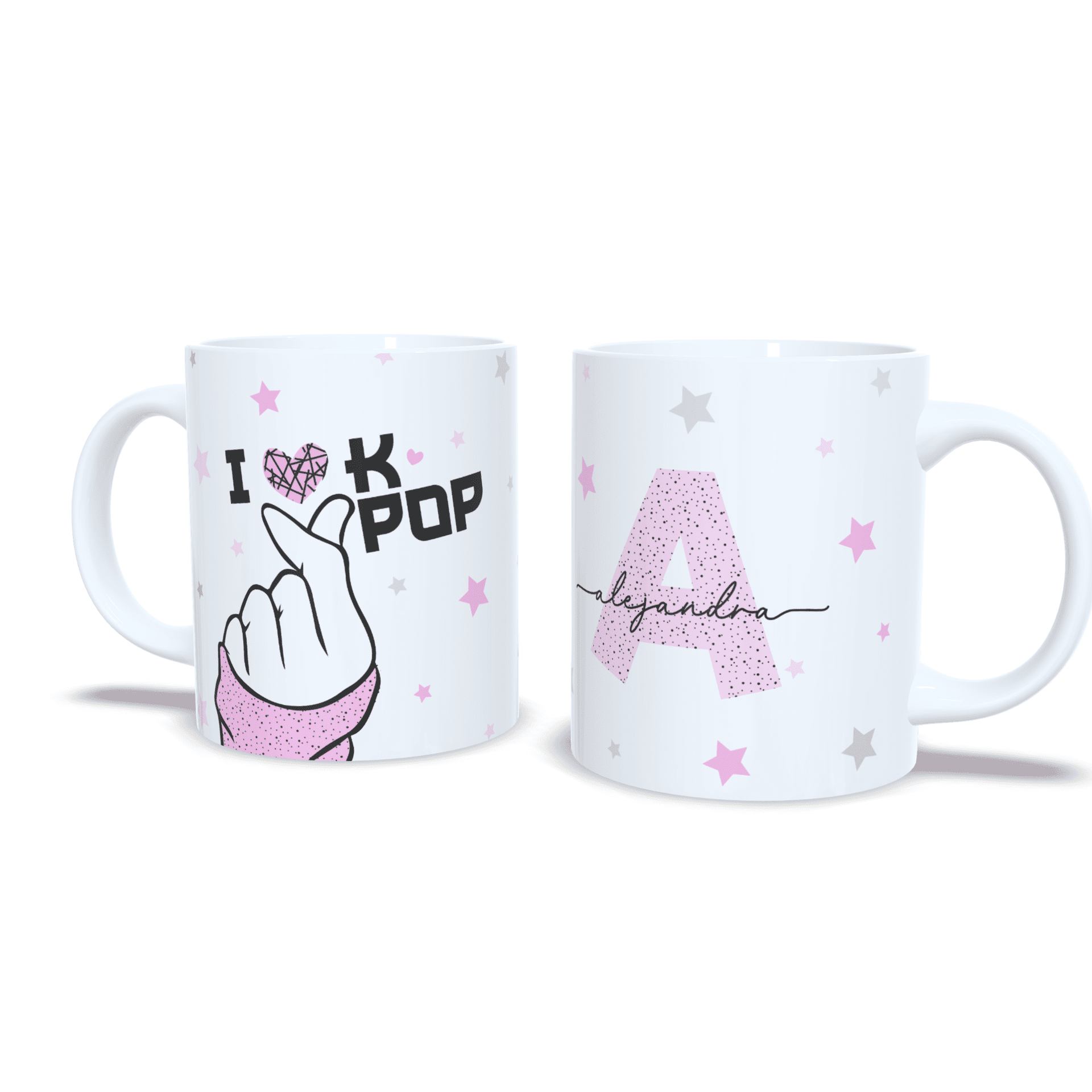 Taza personalizada regalo I love Kpop corazon dedos kdrama corea aesthetic - 7