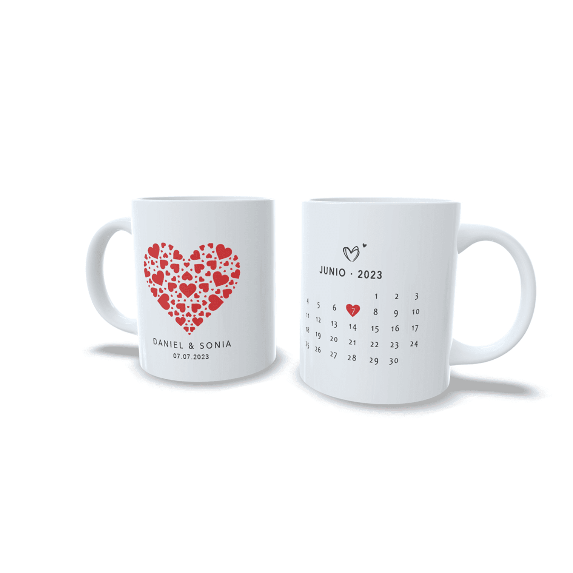 Taza personalizada para parejas aniversario san Valentin regalo Corazones Rojos - 12