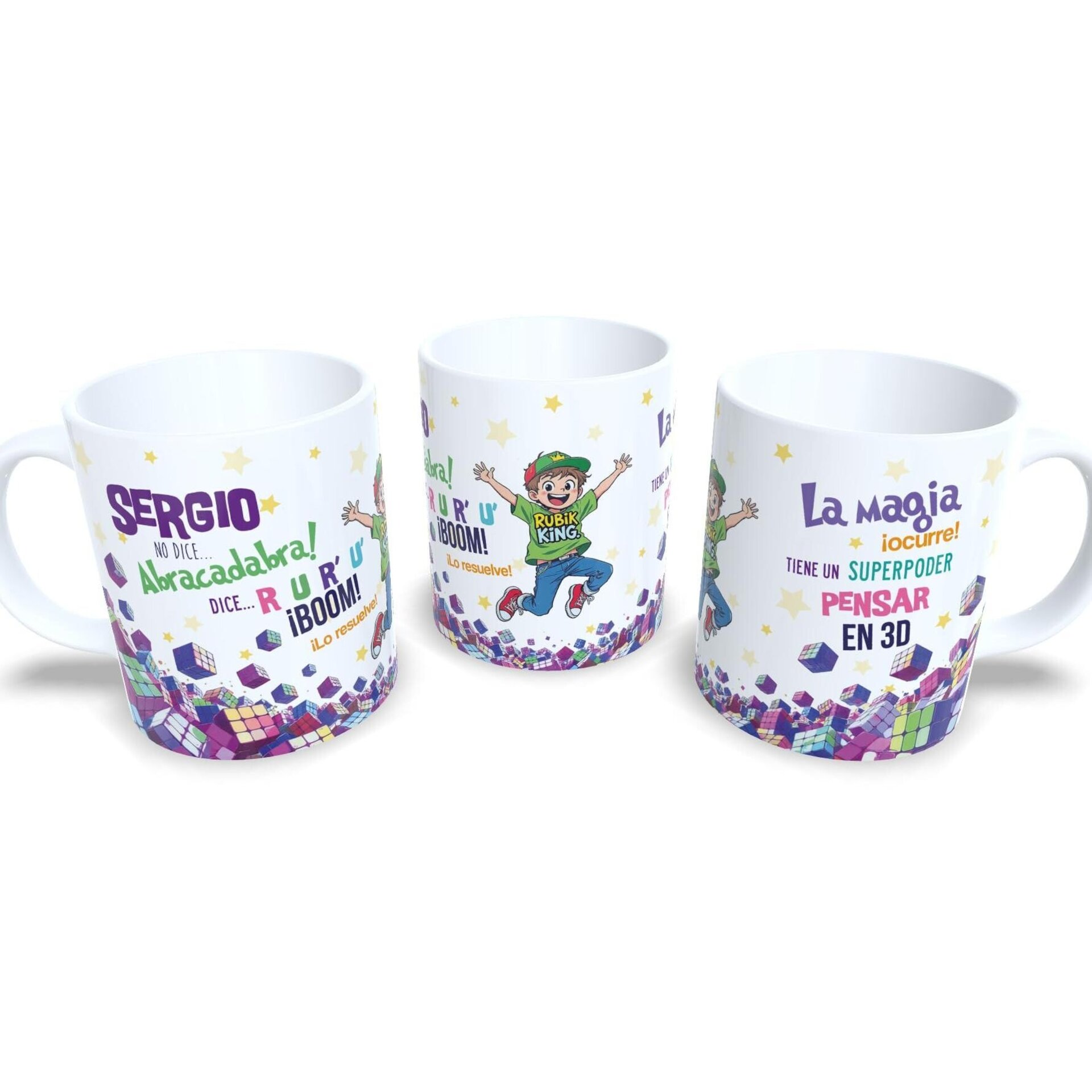 Taza personalizada regalo niño cubo de Rubik juego especial cumpleaños original - 5