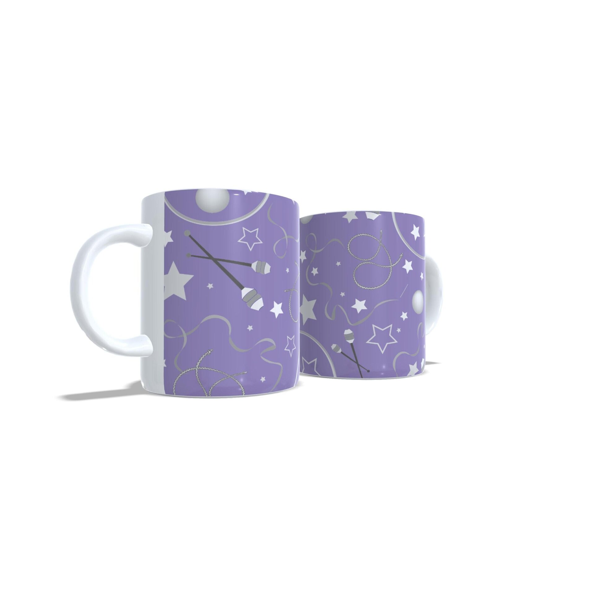 Taza personalizada regalo de Gimnasia Rítmica con aparatos sobre fondo morado - 4