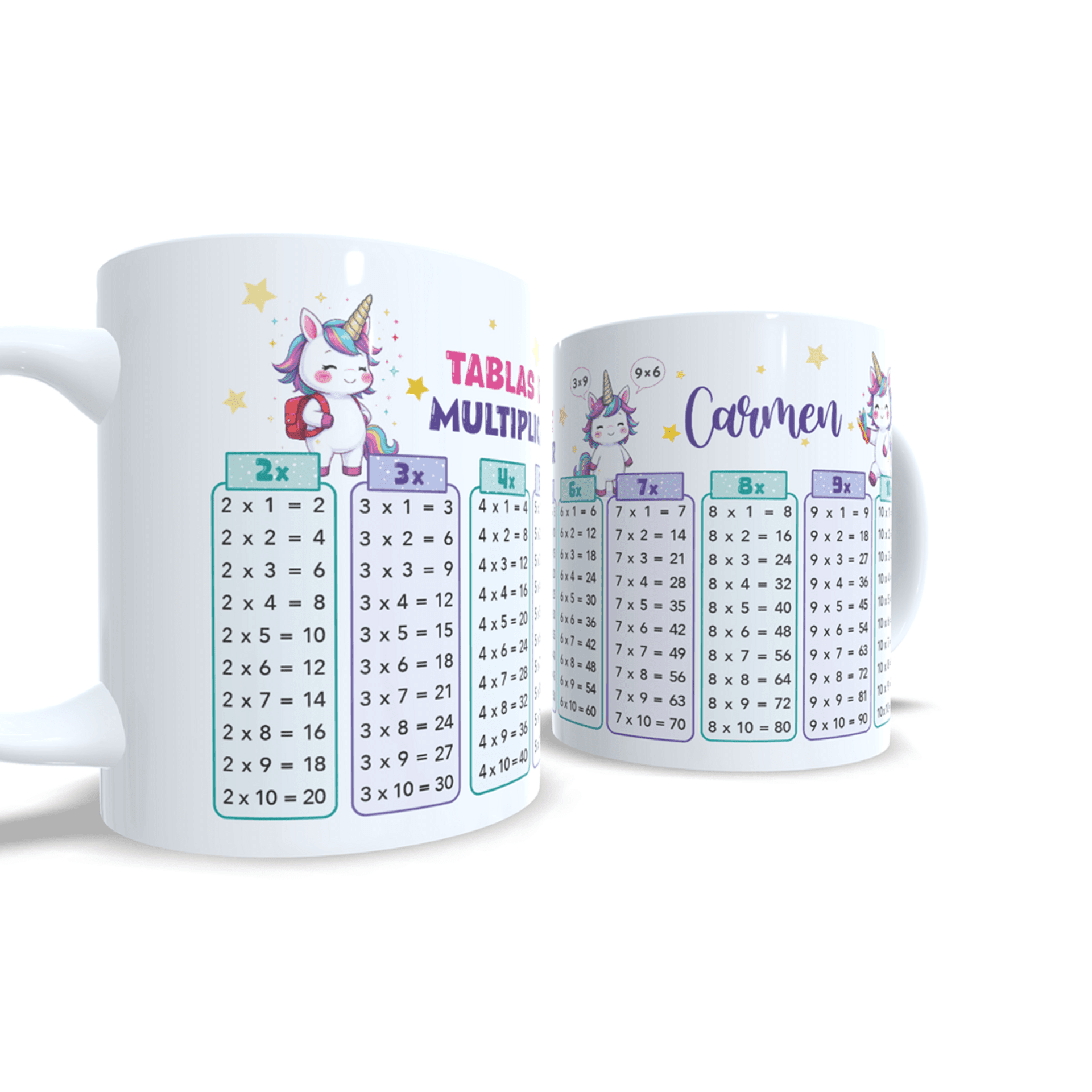 Taza personalizada Unicornios tablas de multiplicar aprender matemáticas cálculo - 7