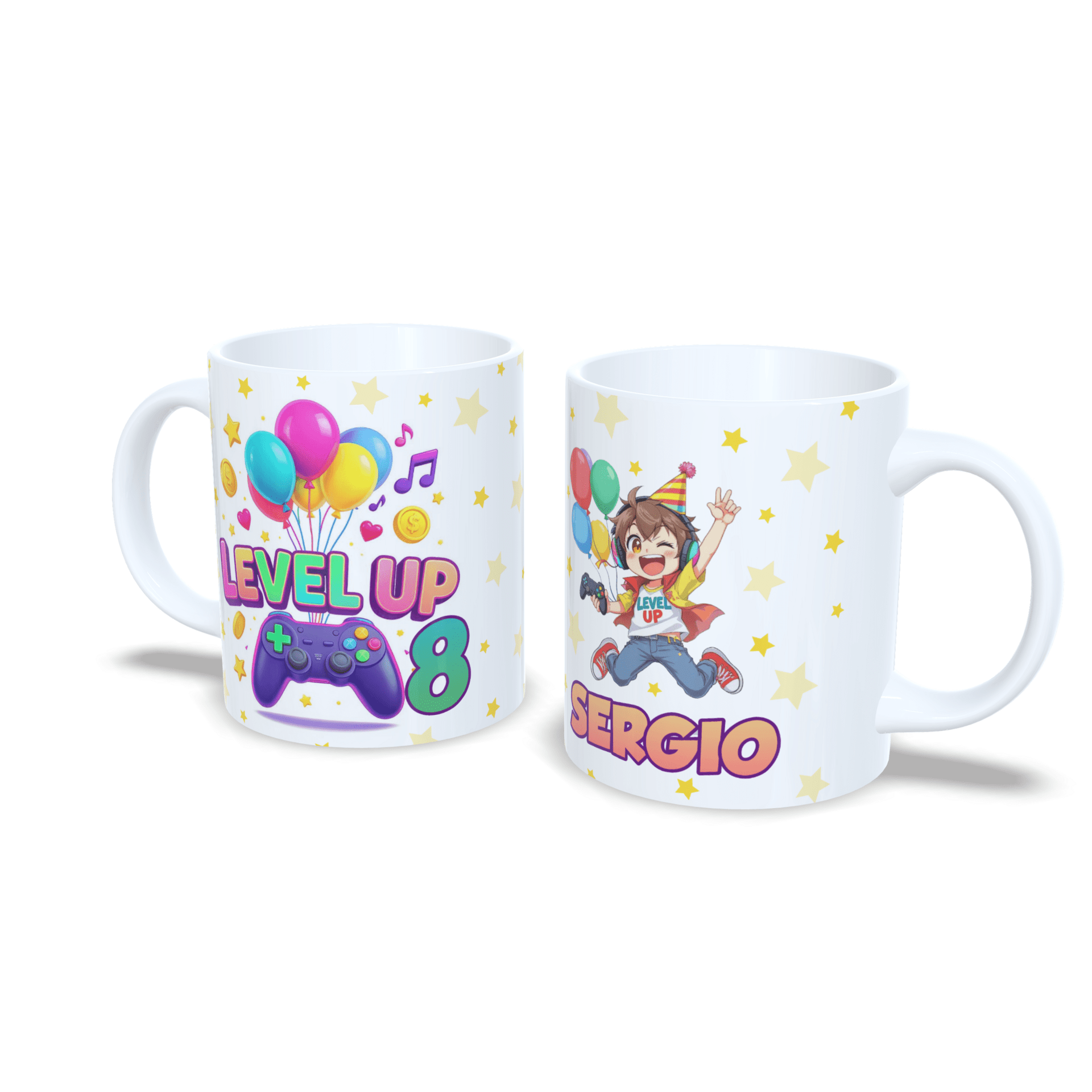 Cumpleaños Level up gamer videojuegos version niño taza - 3