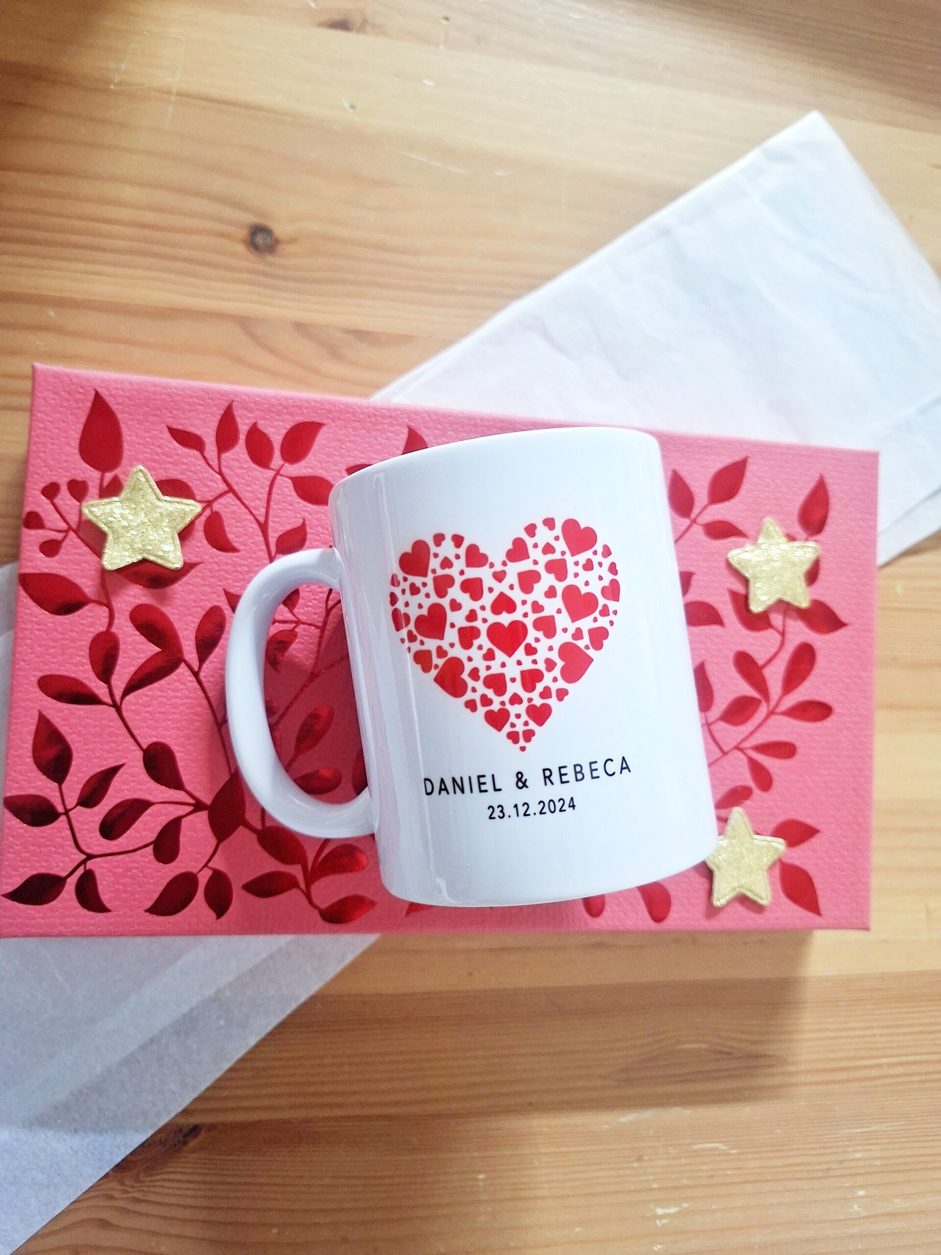 Taza personalizada para parejas aniversario san Valentin regalo Corazones Rojos - 3