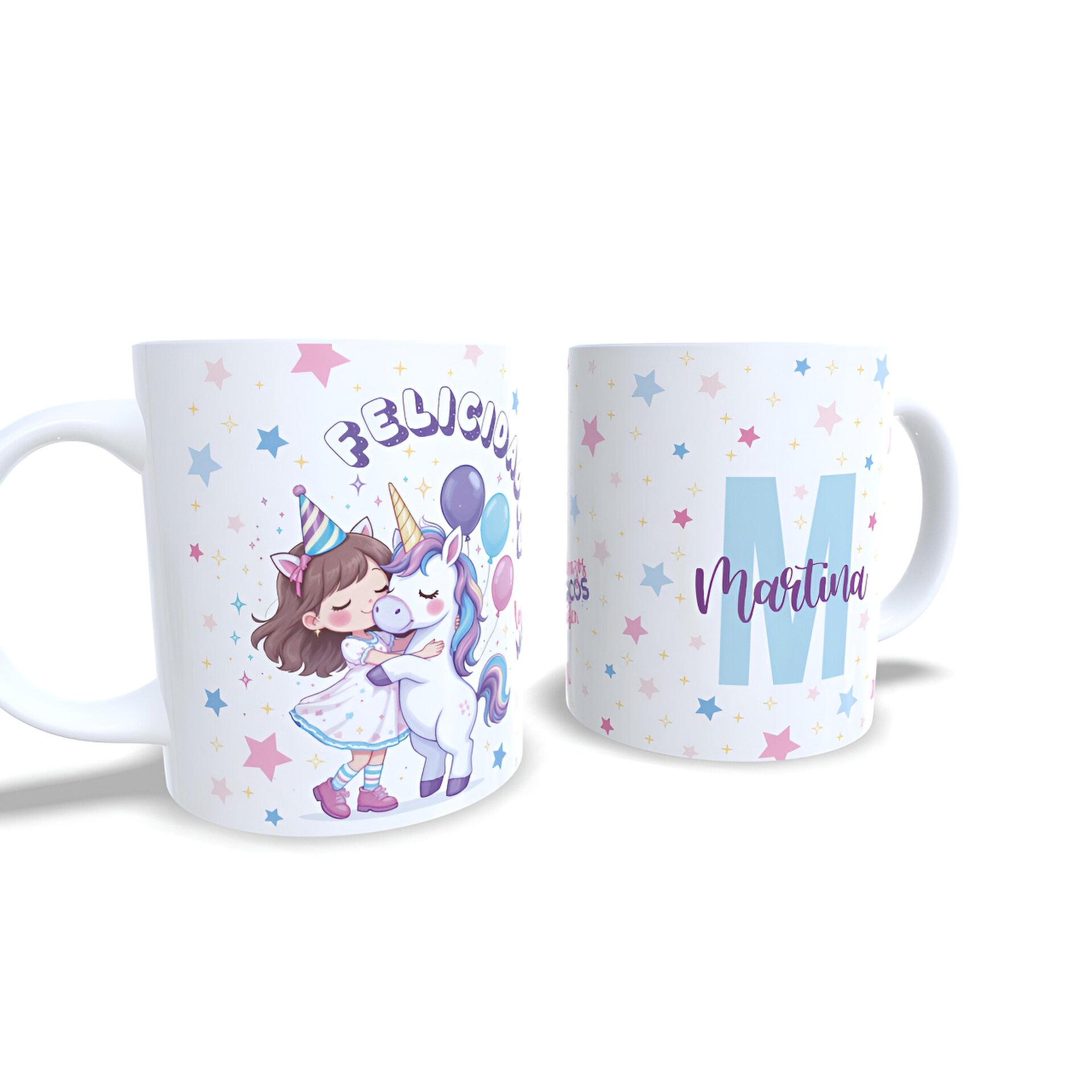 Taza personalizada niña cumpleaños unicornio abrazo regalo nombre Enna Blues - 6