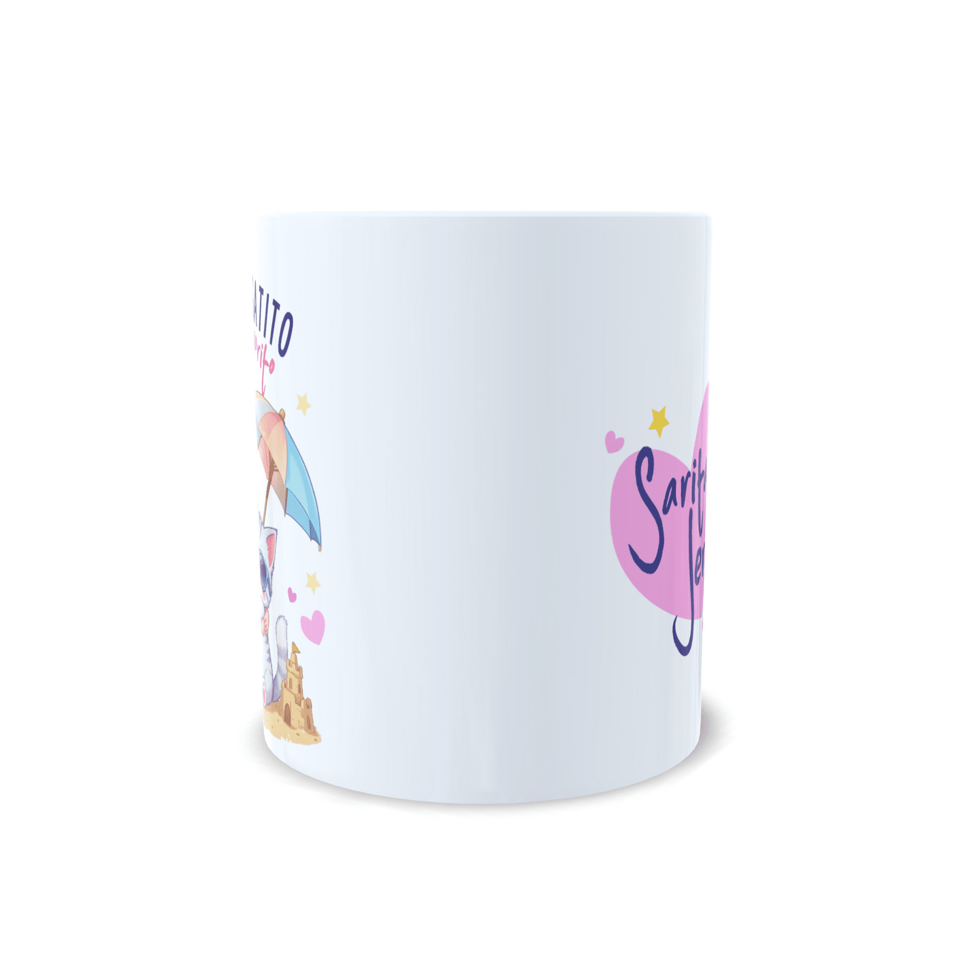 Taza personalizada verano y gatito mi plan favorito morena playa sombrilla - 3