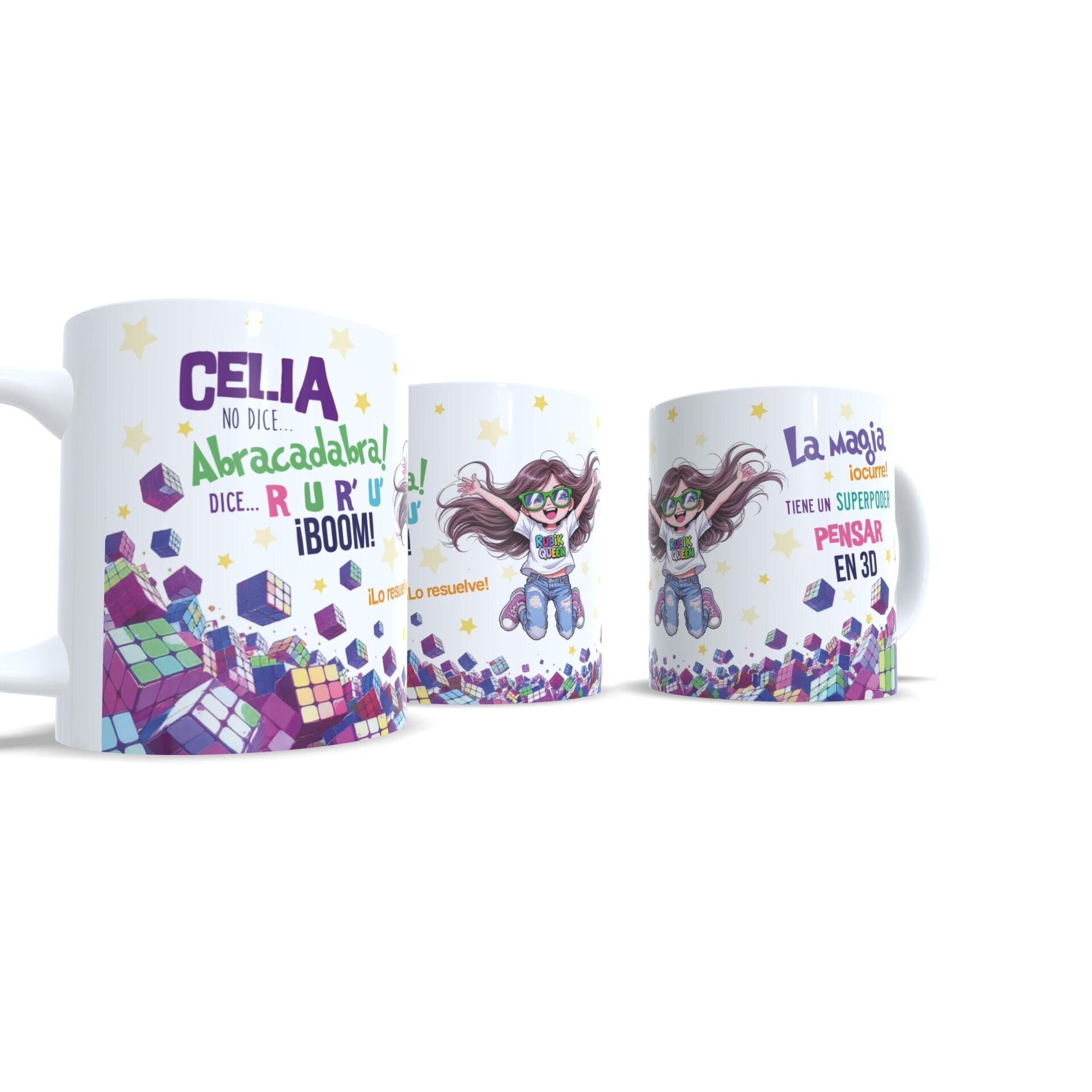 Taza personalizada regalo niña cubo de Rubik juego especial cumpleaños original - 6