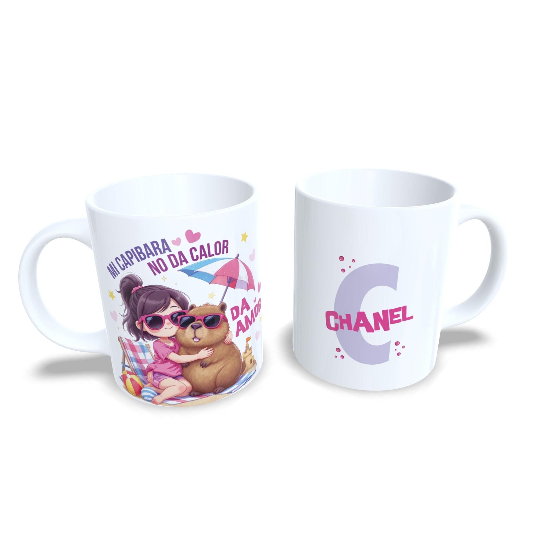 Taza personalizada regalo niñas y mujeres capibara amor abrazo playa verano - 6