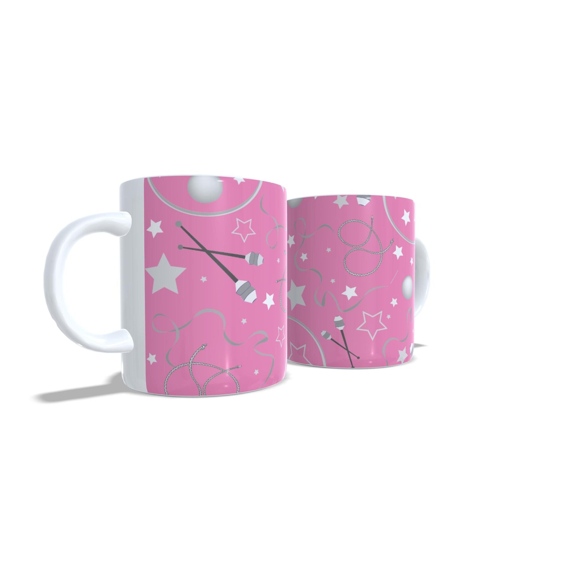 Taza personalizada regalo de Gimnasia Rítmica con aparatos sobre fondo rosa - 2