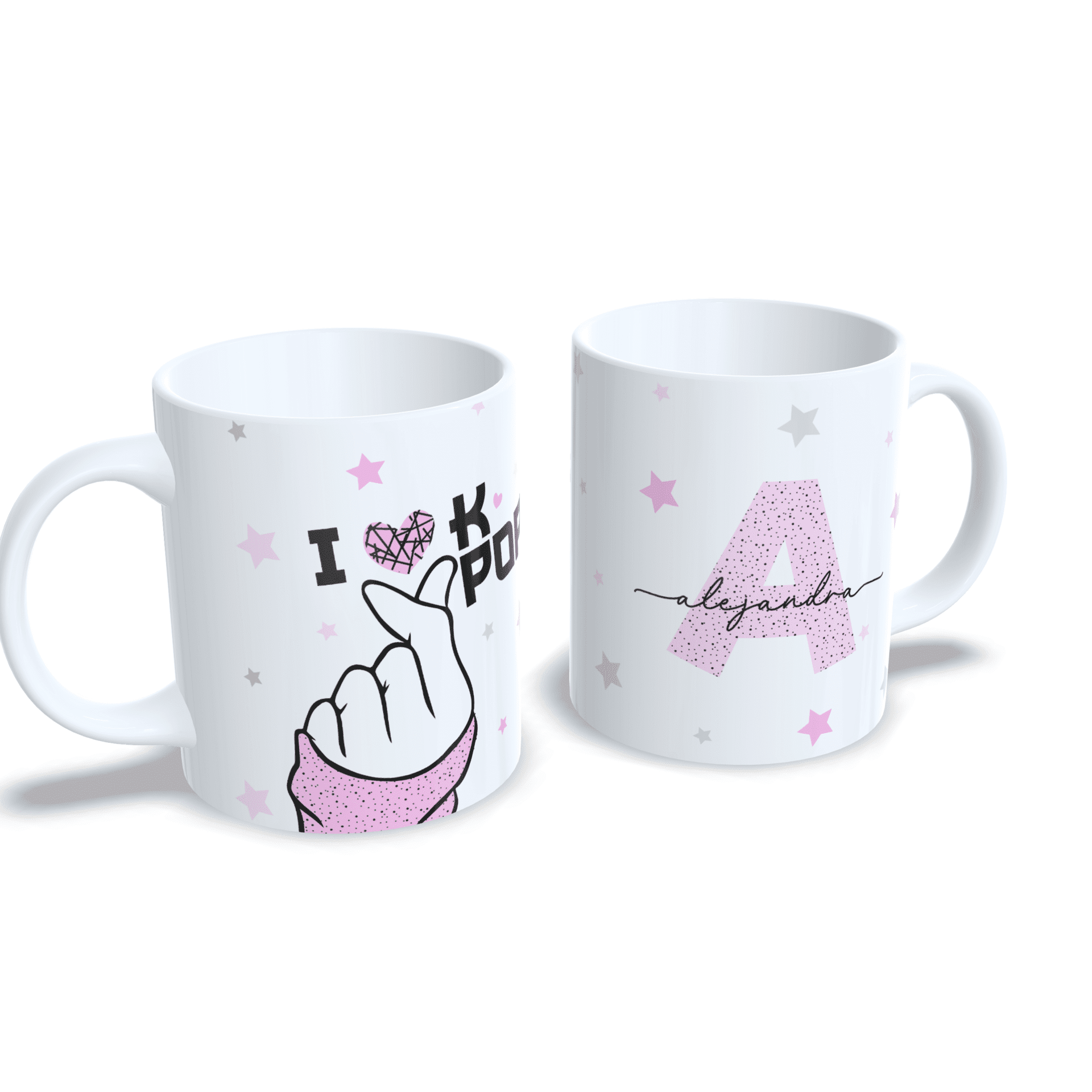 Taza personalizada regalo I love Kpop corazon dedos kdrama corea aesthetic - 6