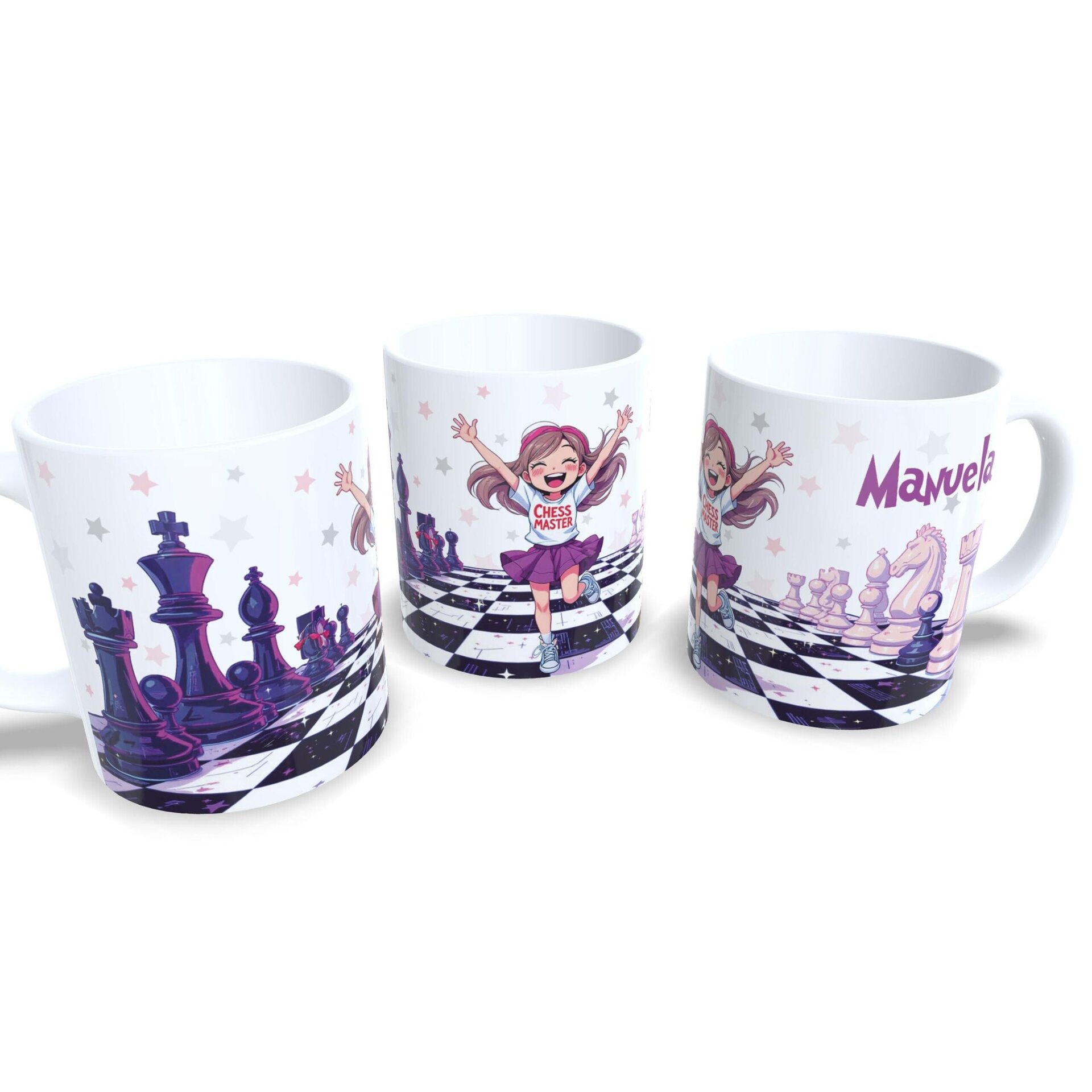 Taza personalizada regalo para niñas jugadoras de ajedrez tablero con nombre - 6