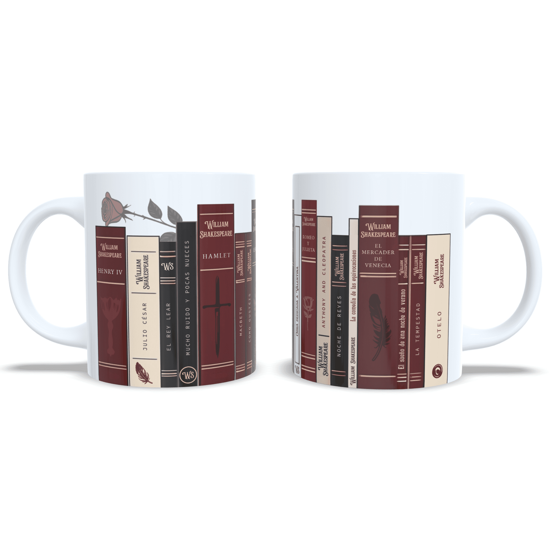 Taza personalizada Libreria libros William Shakespeare Romeo y Julieta rosa - 4