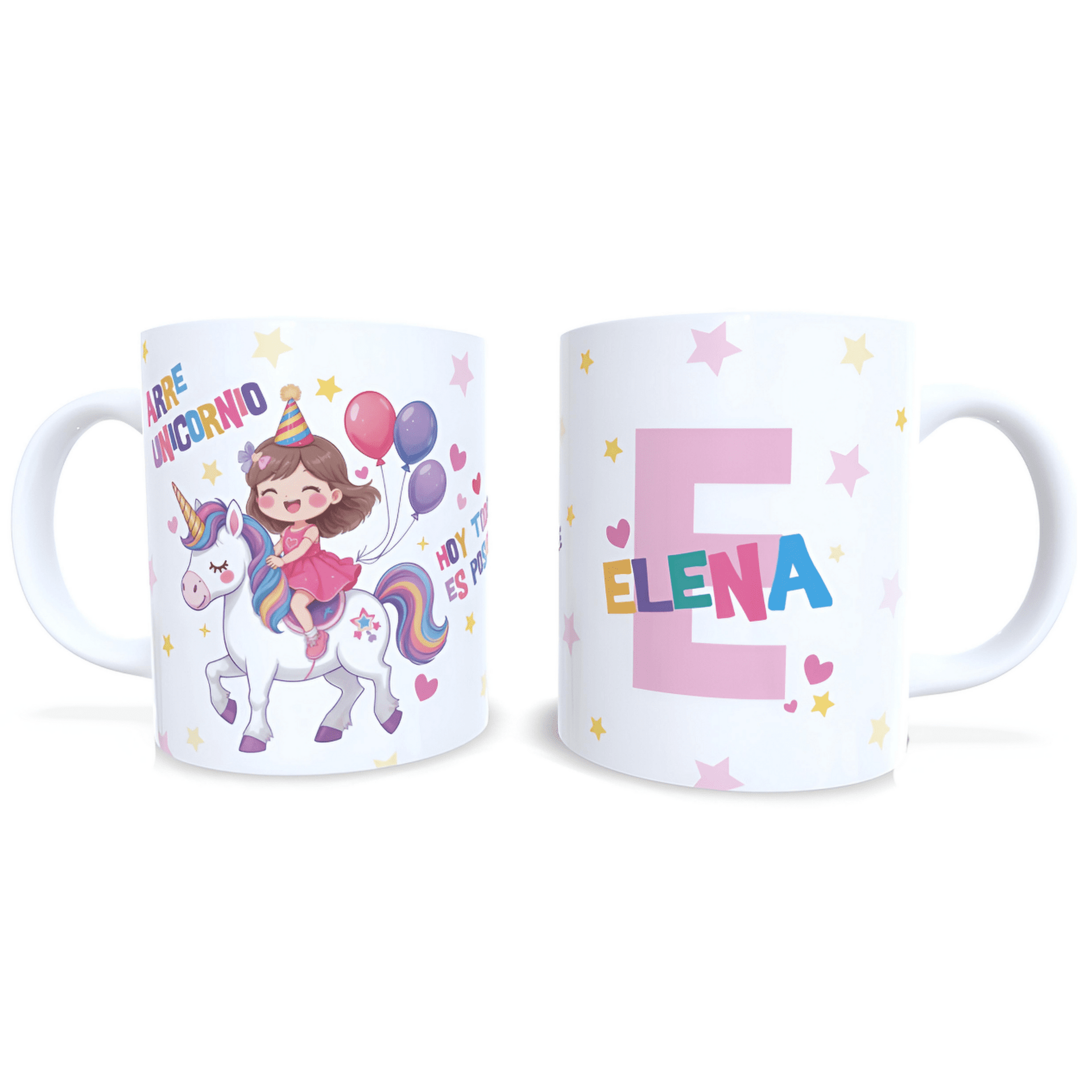 Taza personalizada cumpleaños niña subida en unicornio regalo nombre Enna Blues - 7