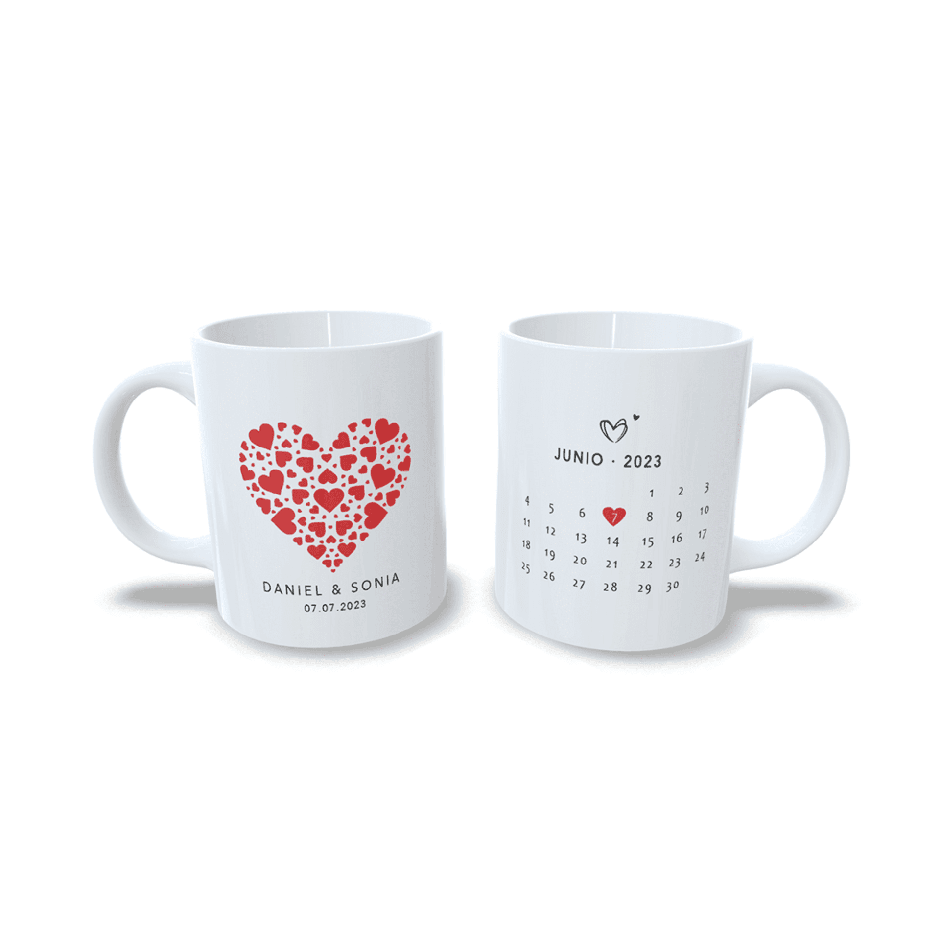 Taza personalizada para parejas aniversario san Valentin regalo Corazones Rojos - 6
