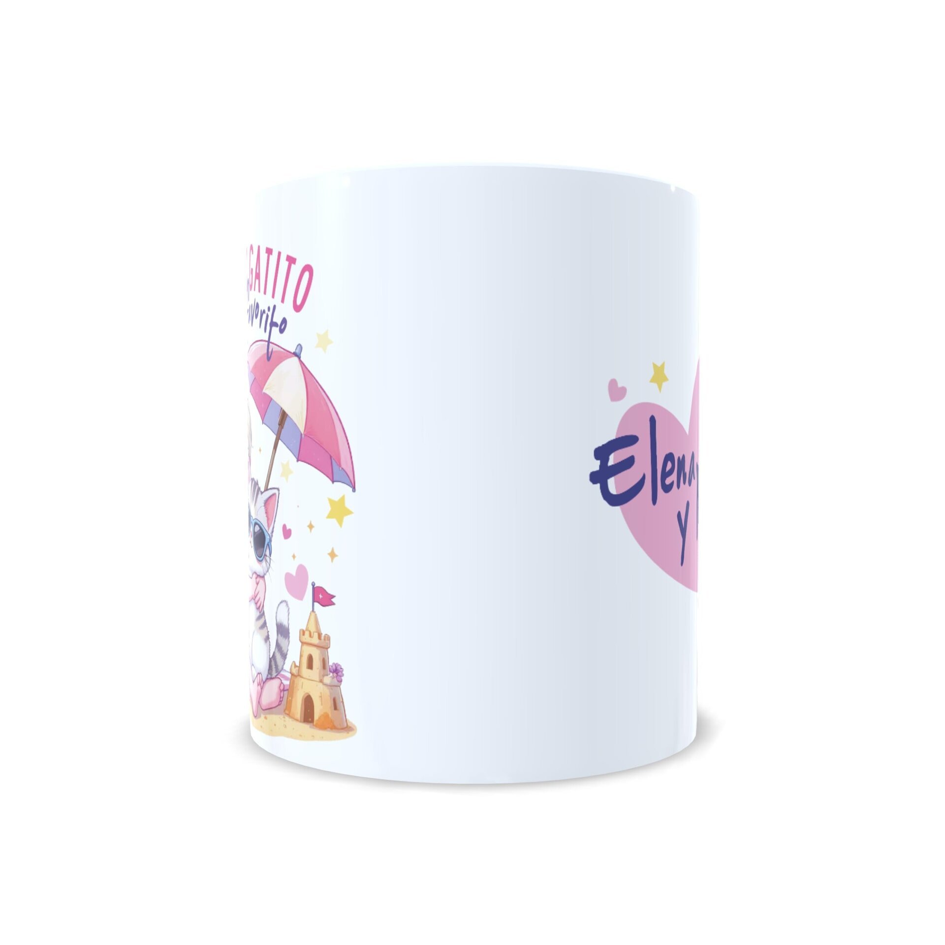 Taza personalizada verano y gatito mi plan favorito rubia playa y sombrilla - 4