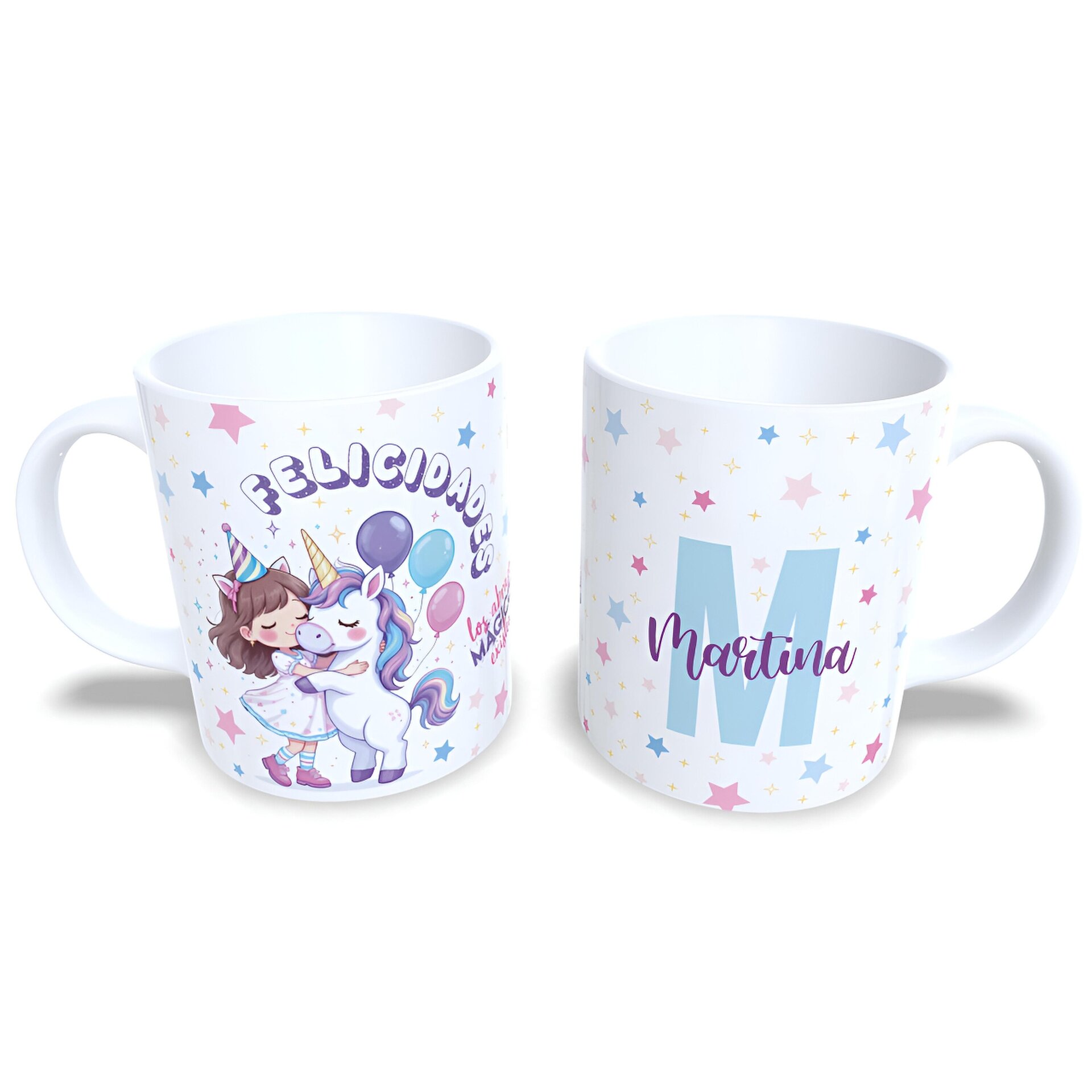 Taza personalizada niña cumpleaños unicornio abrazo regalo nombre Enna Blues - 5