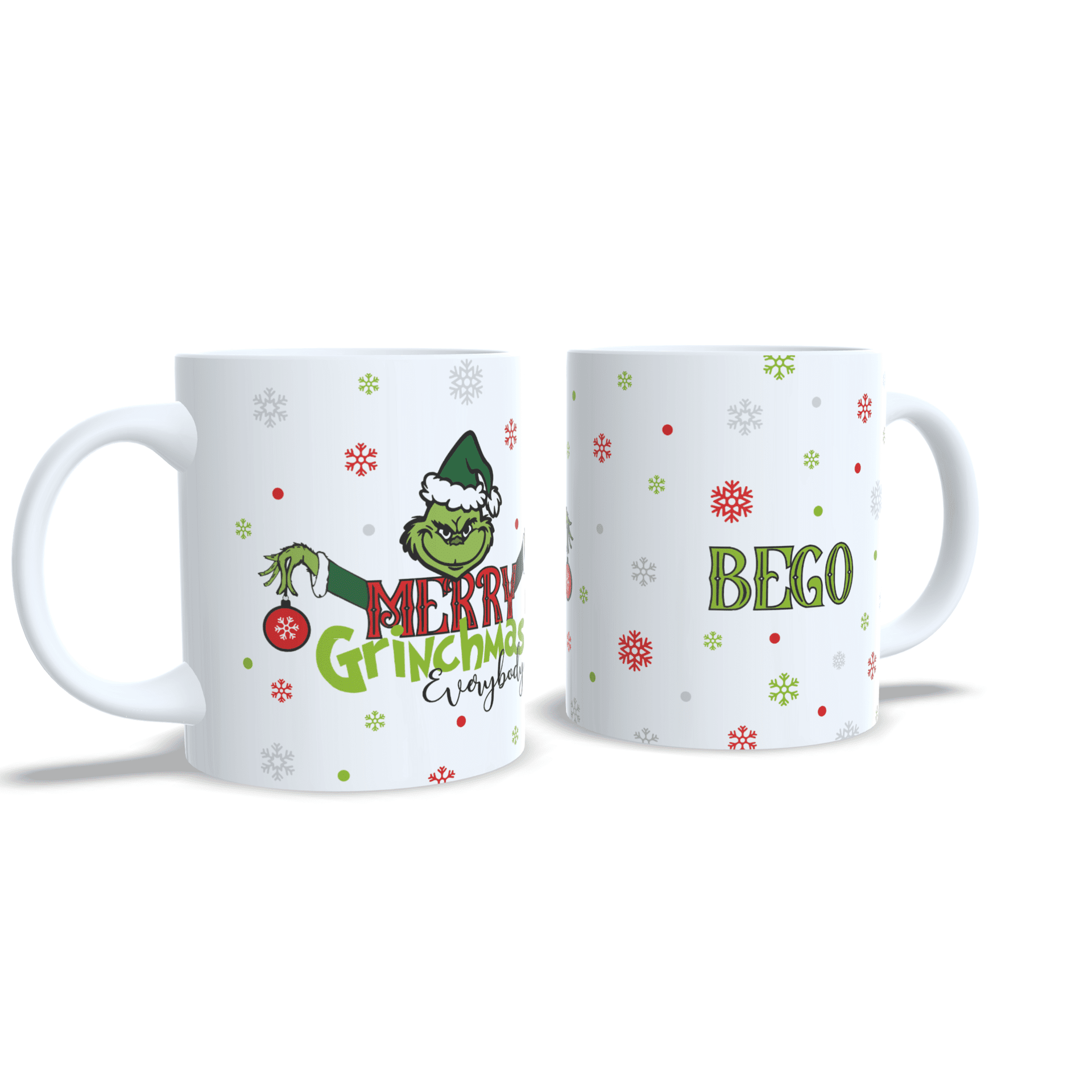 Taza personalizada regalo Grinch Merry Grinchmas navideña con nombre rojo - 5
