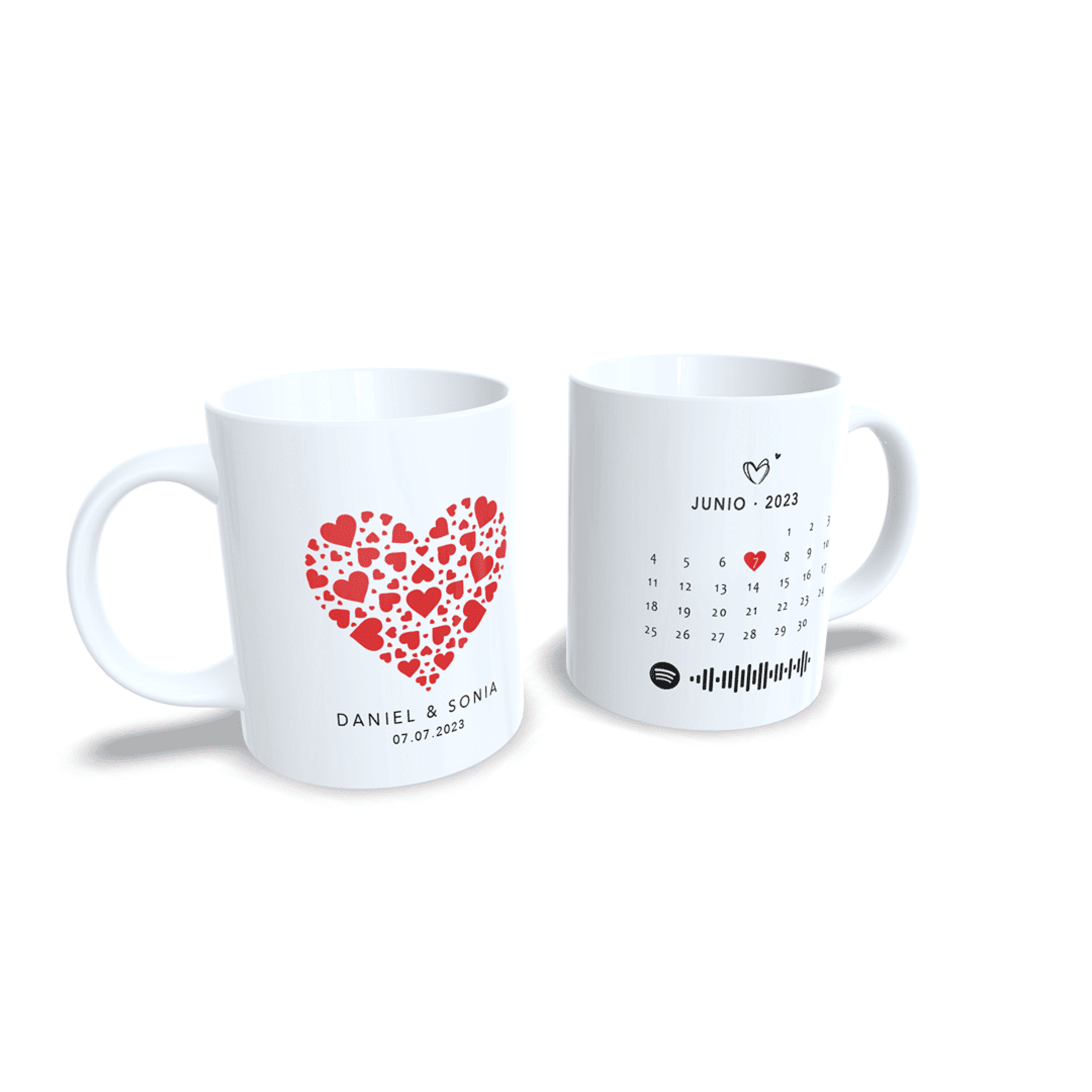 Taza personalizada para parejas aniversario san Valentin regalo Corazones Rojos - 8