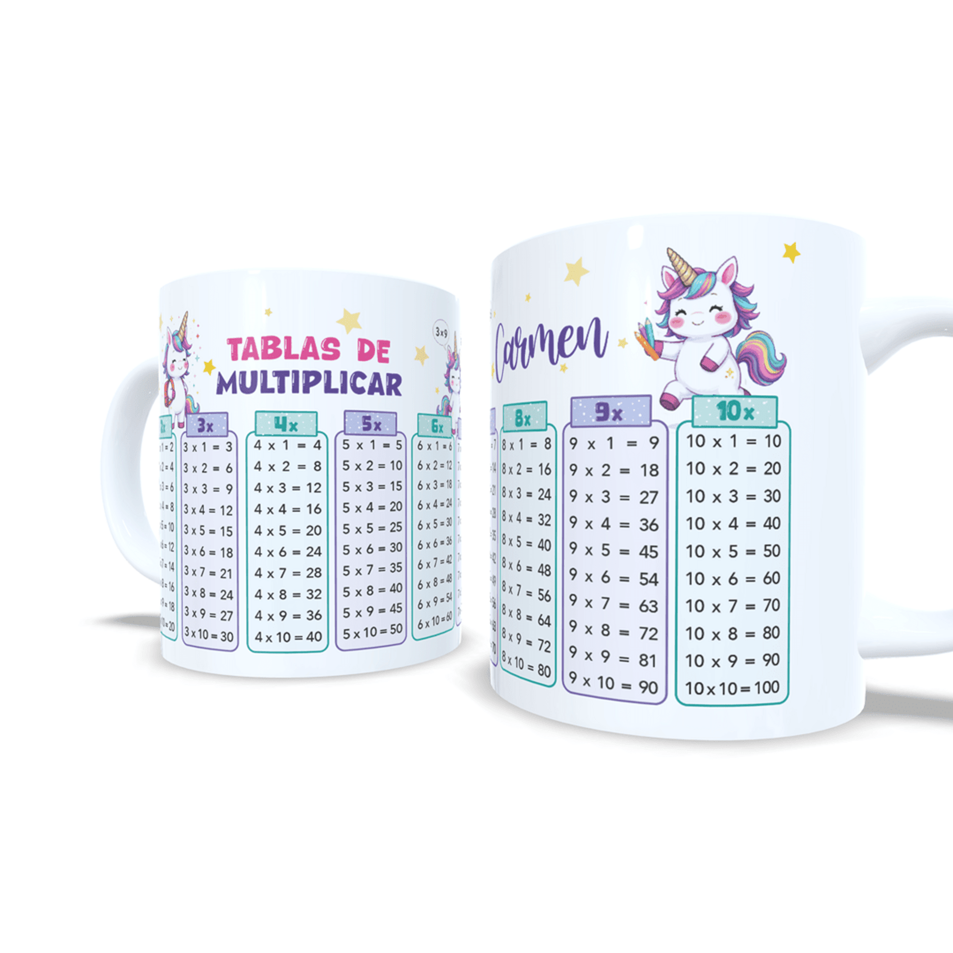 Taza personalizada Unicornios tablas de multiplicar aprender matemáticas cálculo - 3