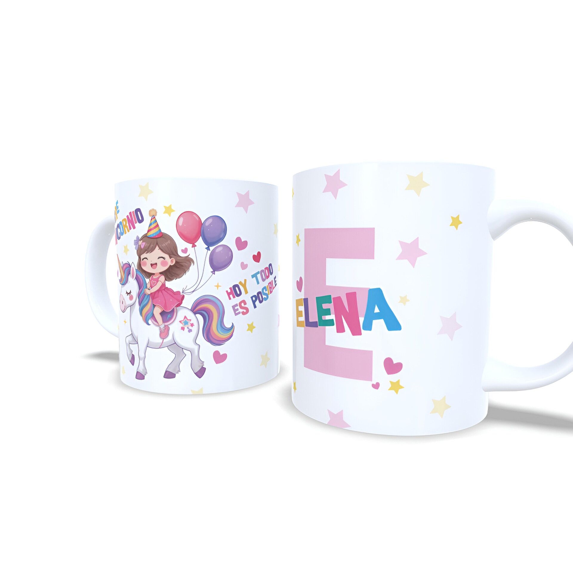 Taza personalizada cumpleaños niña subida en unicornio regalo nombre Enna Blues - 6