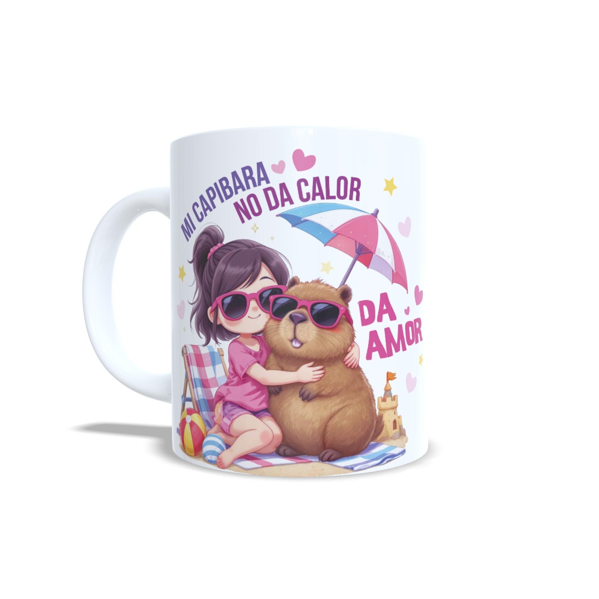 Taza personalizada regalo niñas y mujeres capibara amor abrazo playa verano - 2