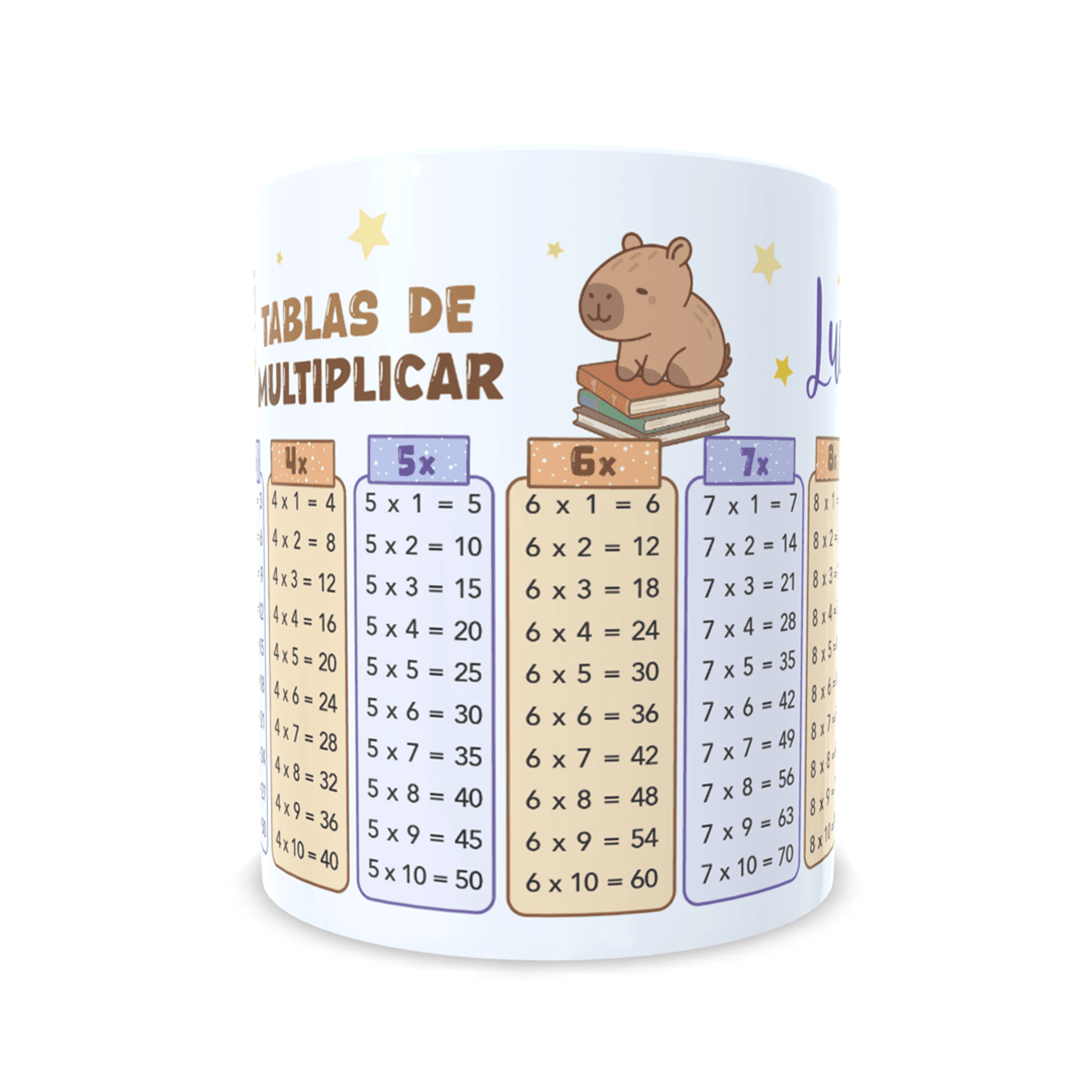 Taza personalizada Capibara tablas de multiplicar aprender matemáticas cálculo - 4