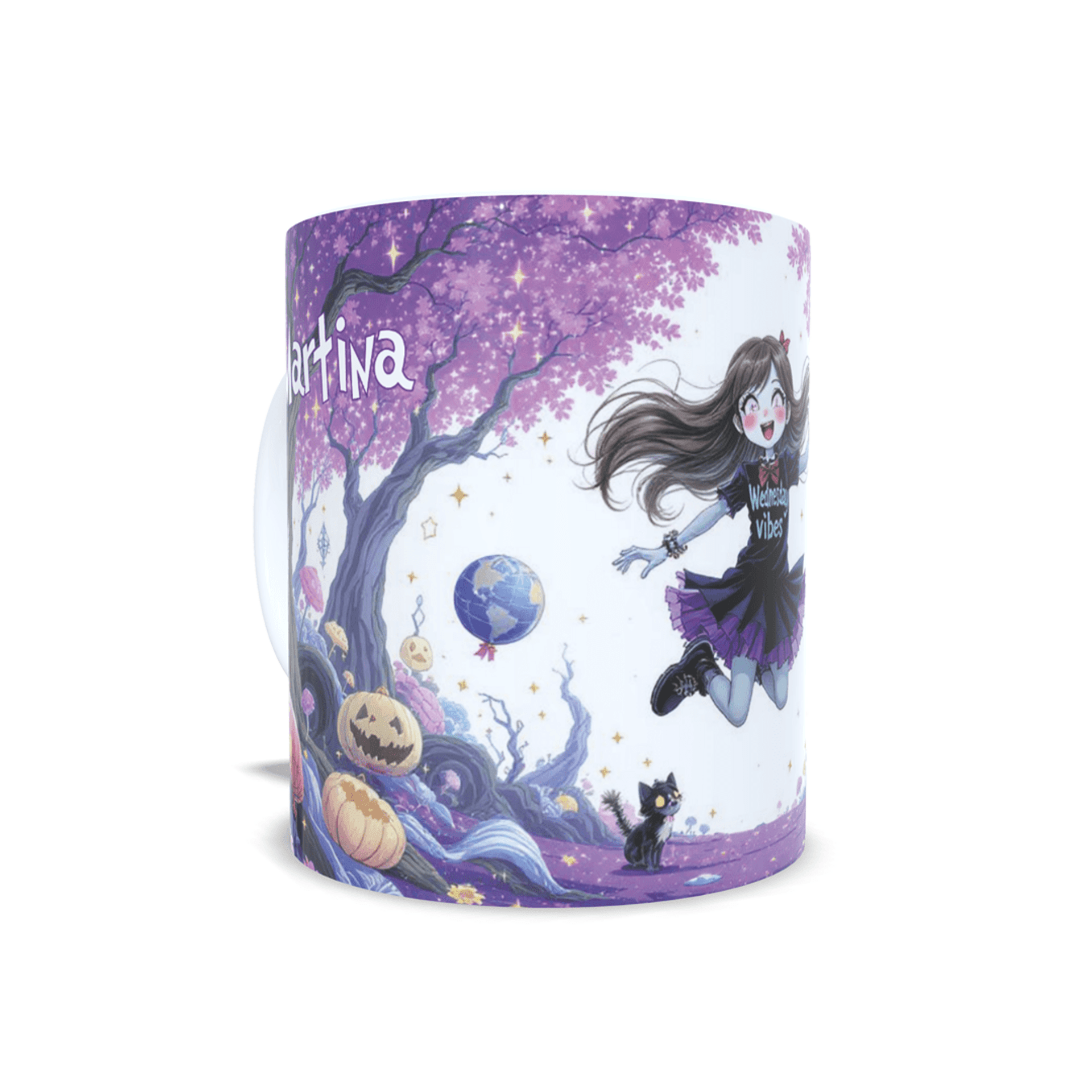 Taza personalizada regalo para niñas Inspiración en Miércoles y Monster High - 3