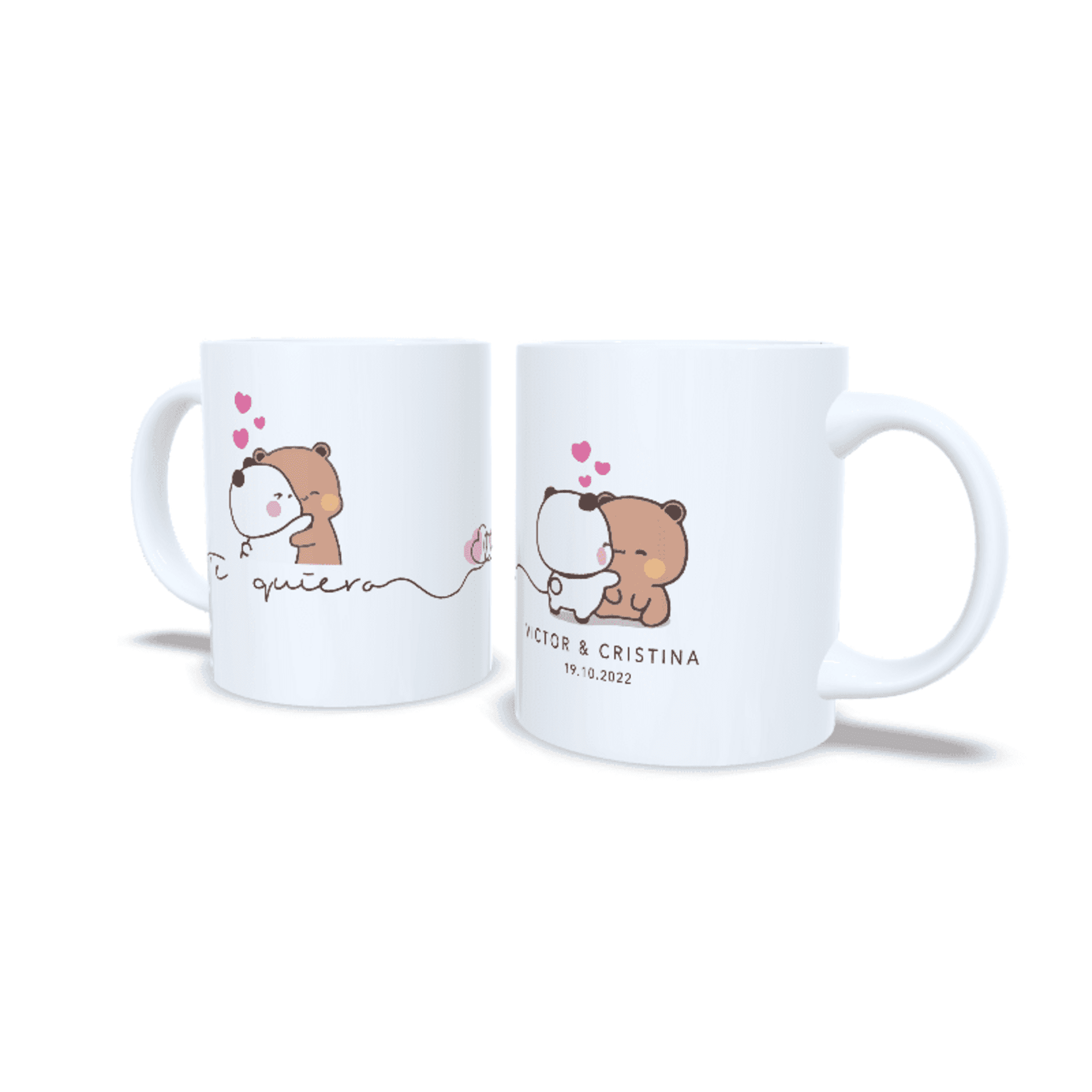 Taza personalizada para parejas aniversario san Valentin regalo Osos abrazo - 5