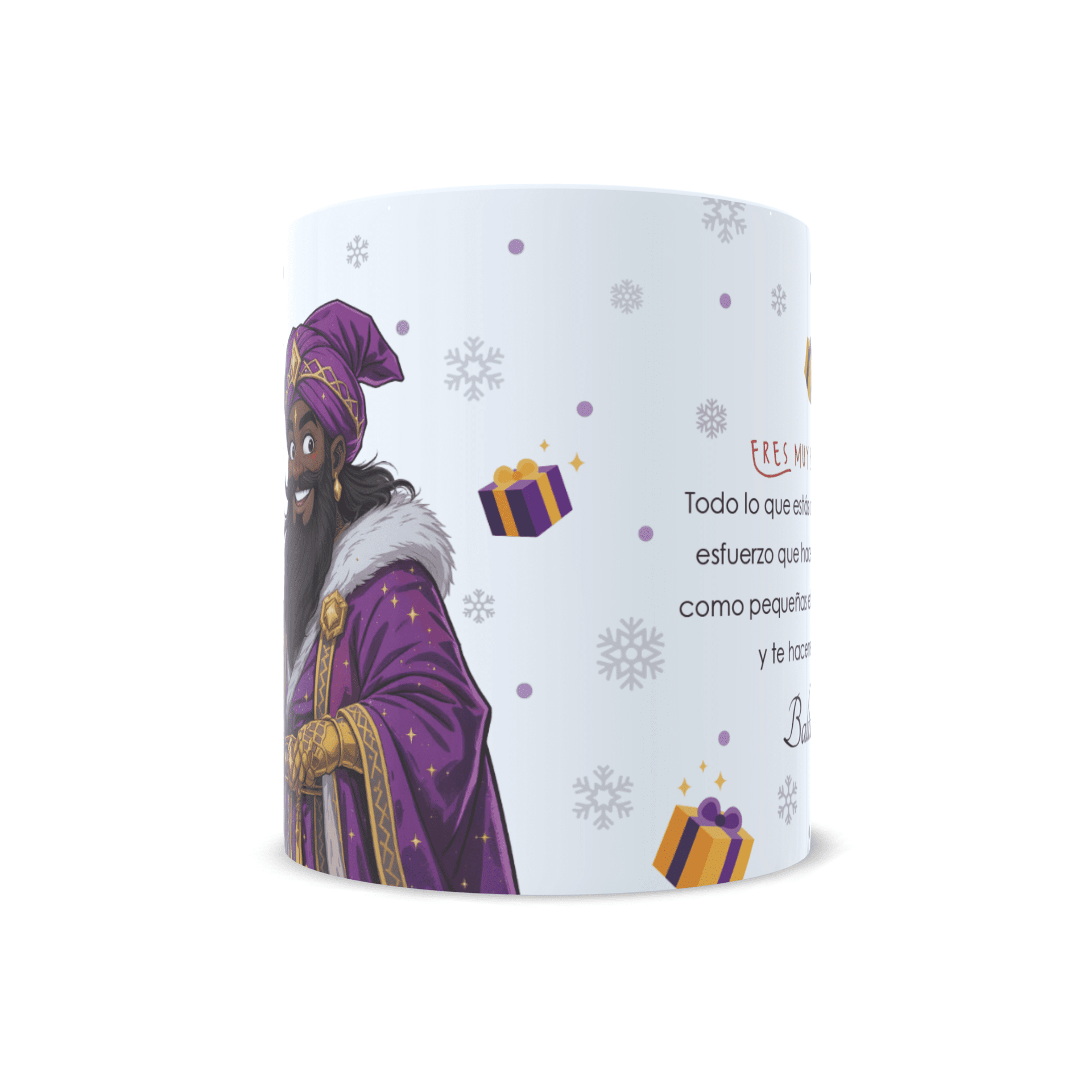 Taza personalizada regalo Rey Baltasar dibujo con mensaje reyes magos navidad - 3