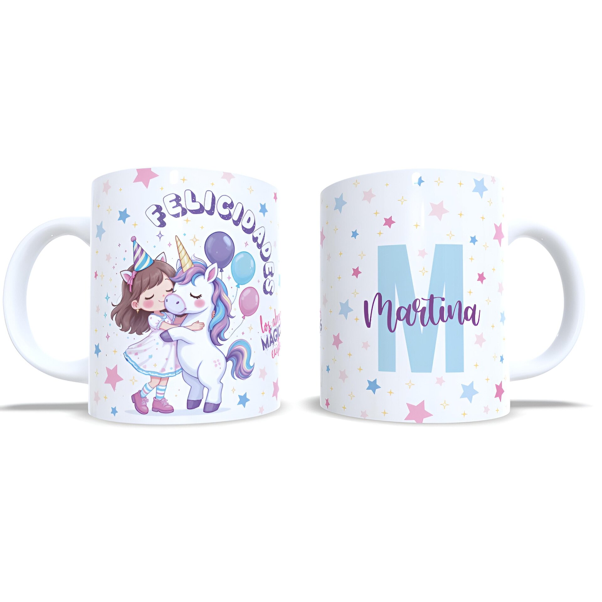 Taza personalizada niña cumpleaños unicornio abrazo regalo nombre Enna Blues - 7
