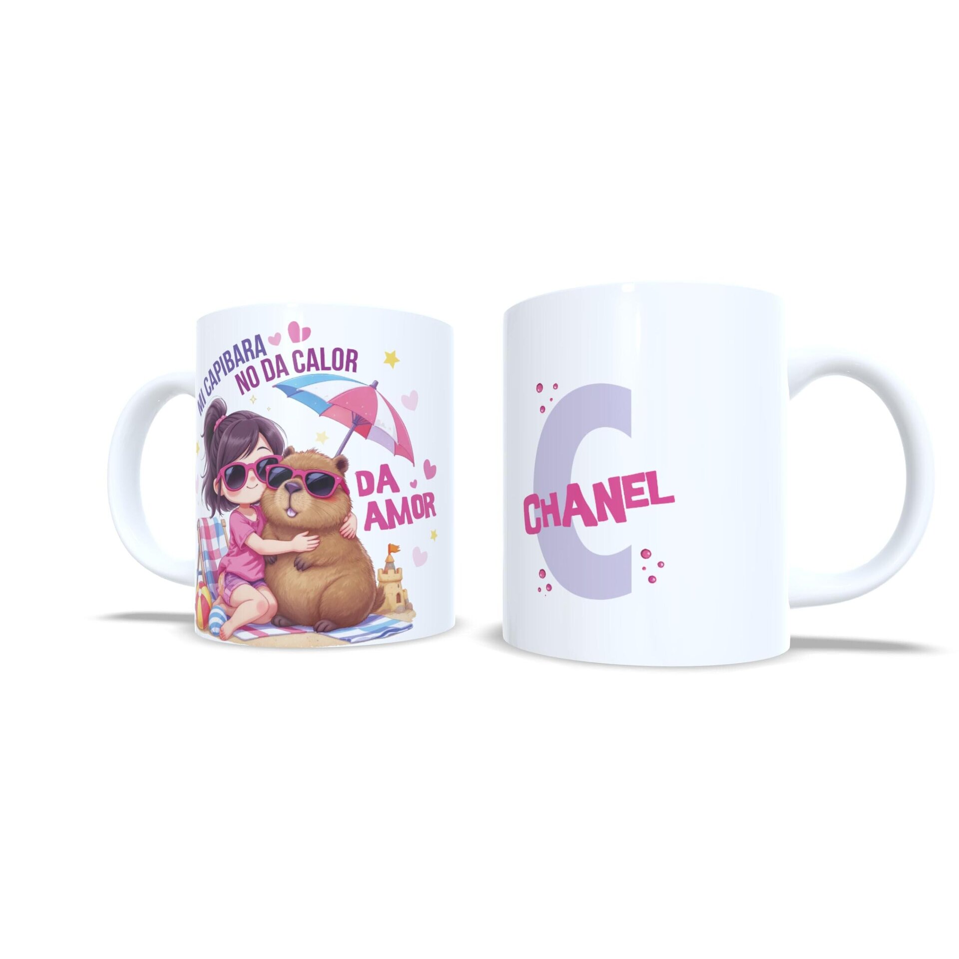 Taza personalizada regalo niñas y mujeres capibara amor abrazo playa verano - 5