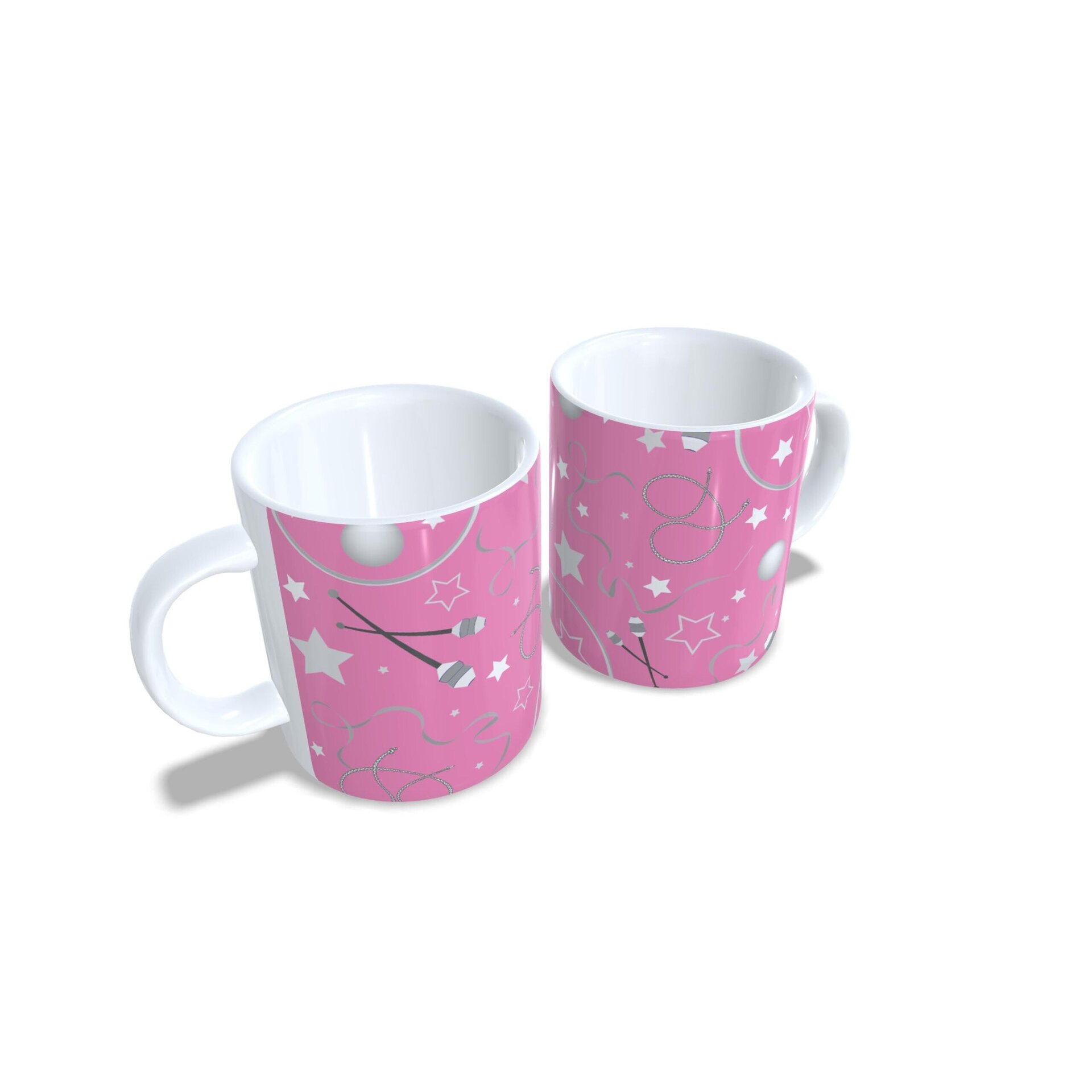 Taza personalizada regalo de Gimnasia Rítmica con aparatos sobre fondo rosa - 4