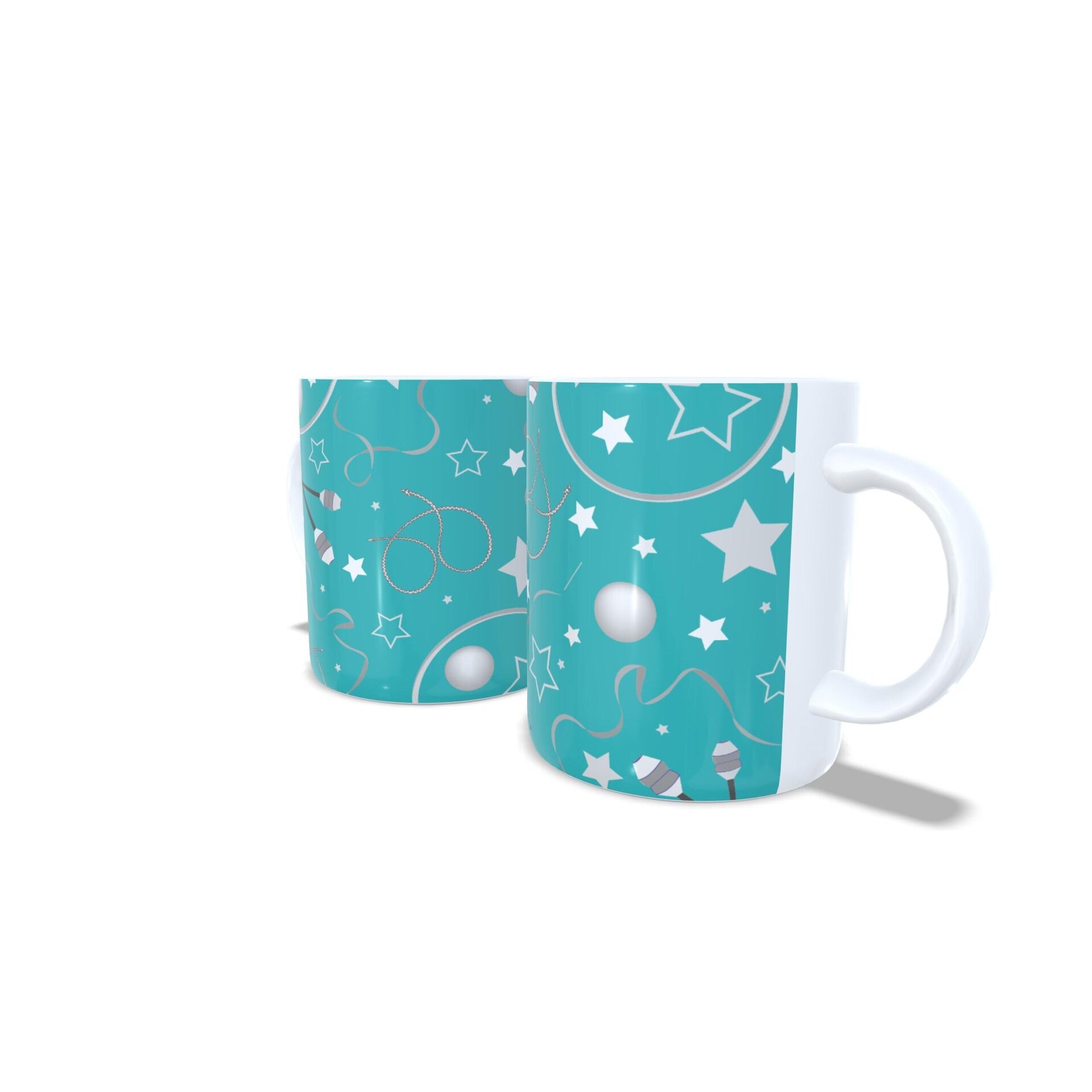 Taza personalizada regalo de Gimnasia Rítmica con aparatos sobre fondo turquesa - 4