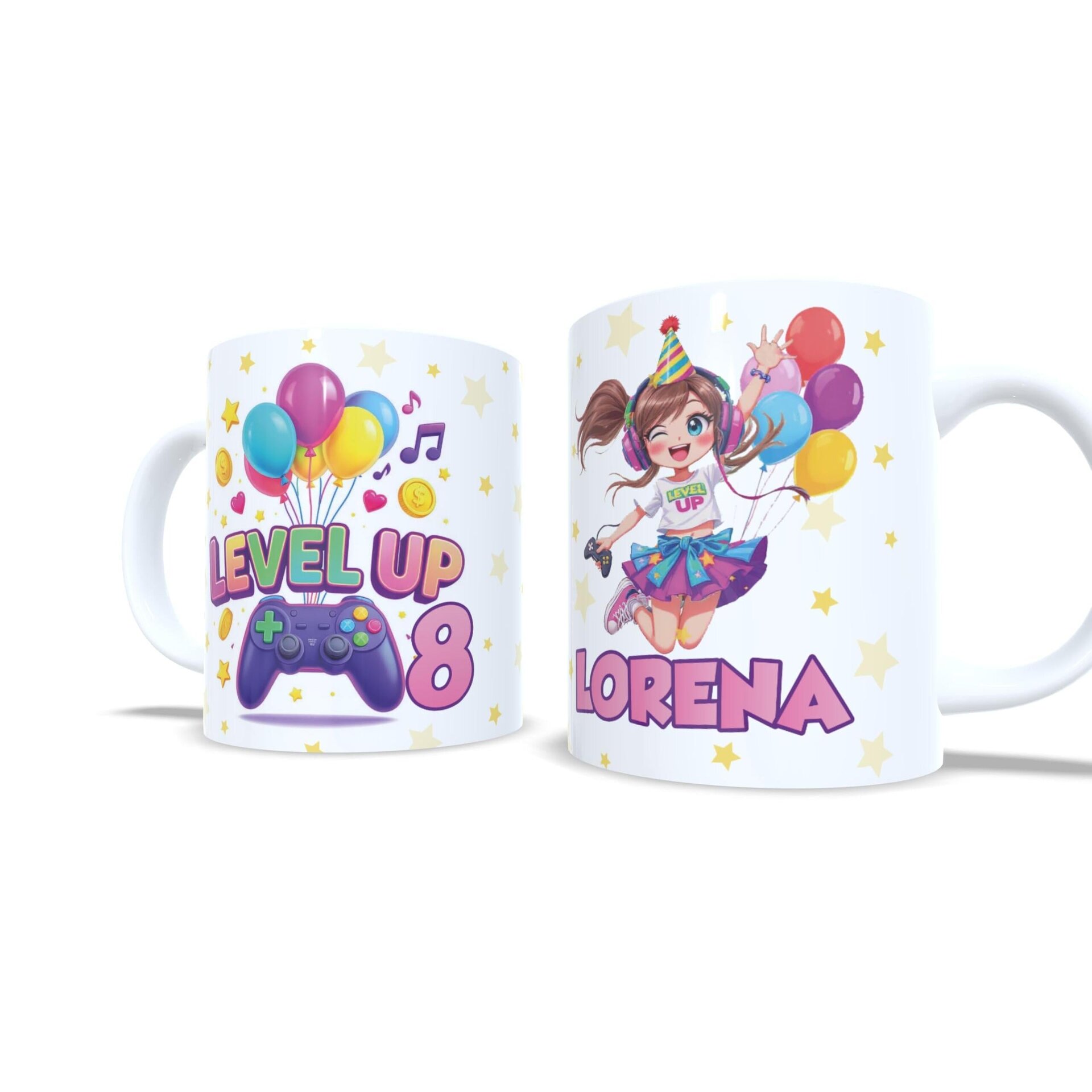 Cumpleaños Level up gamer videojuegos version niña taza - 3