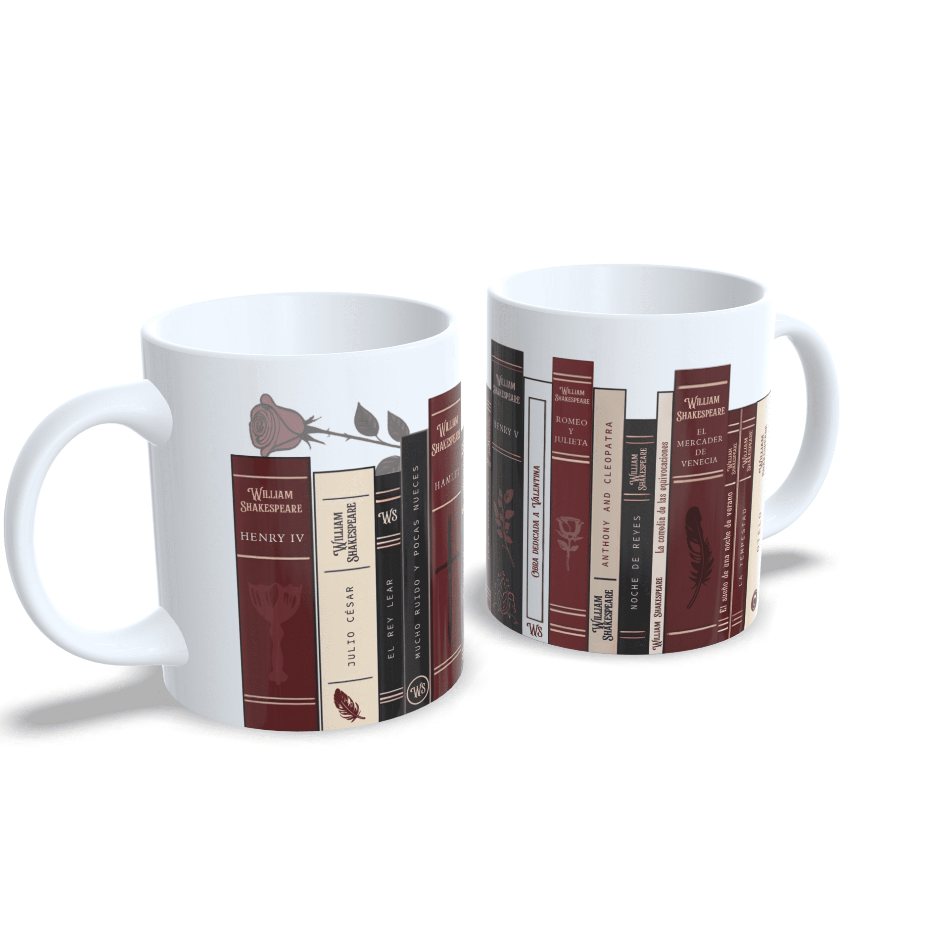 Taza personalizada Libreria libros William Shakespeare Romeo y Julieta rosa - 2