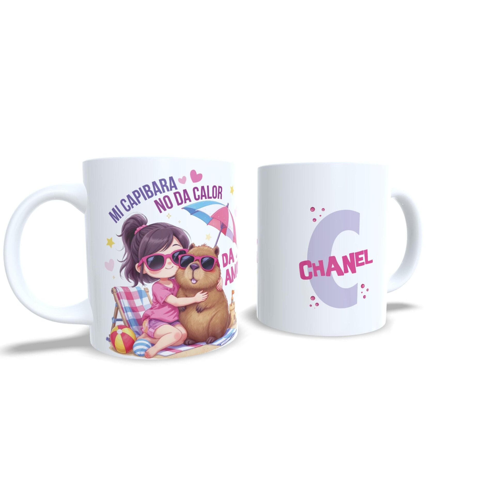 Taza personalizada regalo niñas y mujeres capibara amor abrazo playa verano - 4