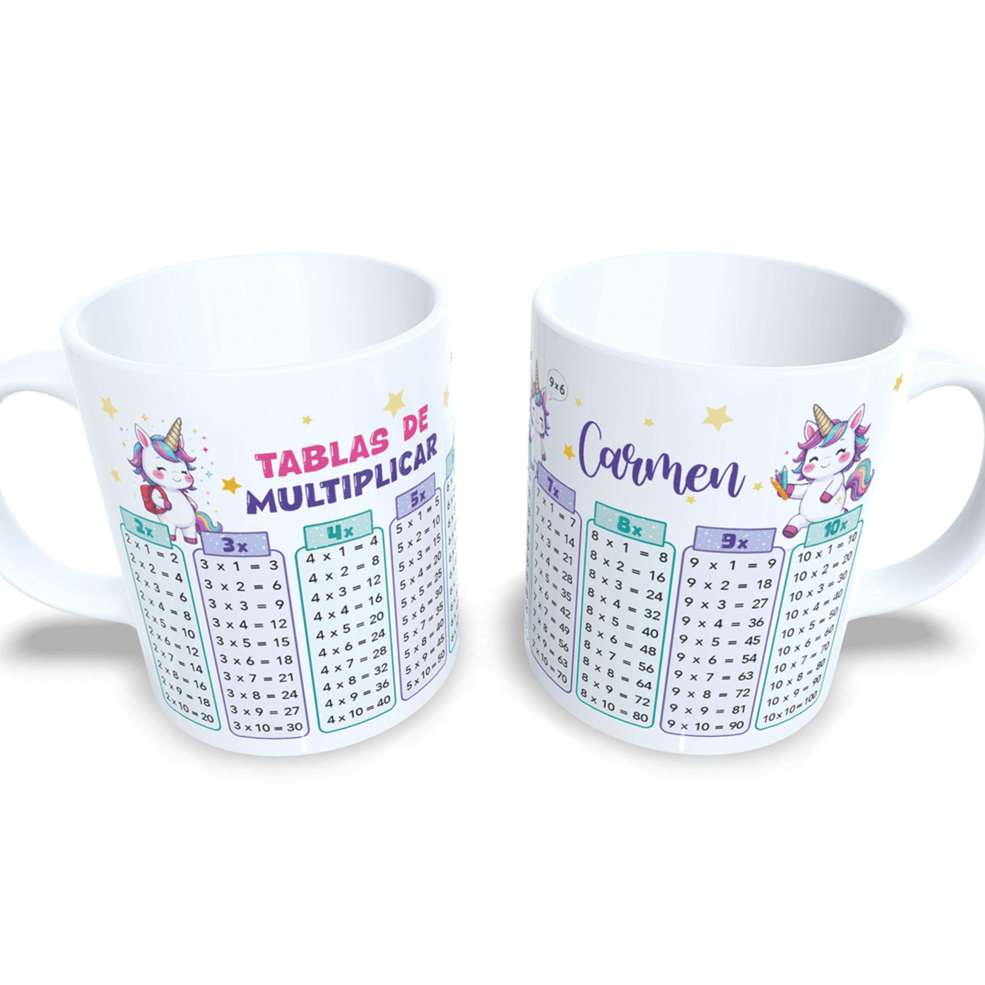 Taza personalizada Unicornios tablas de multiplicar aprender matemáticas cálculo - 5