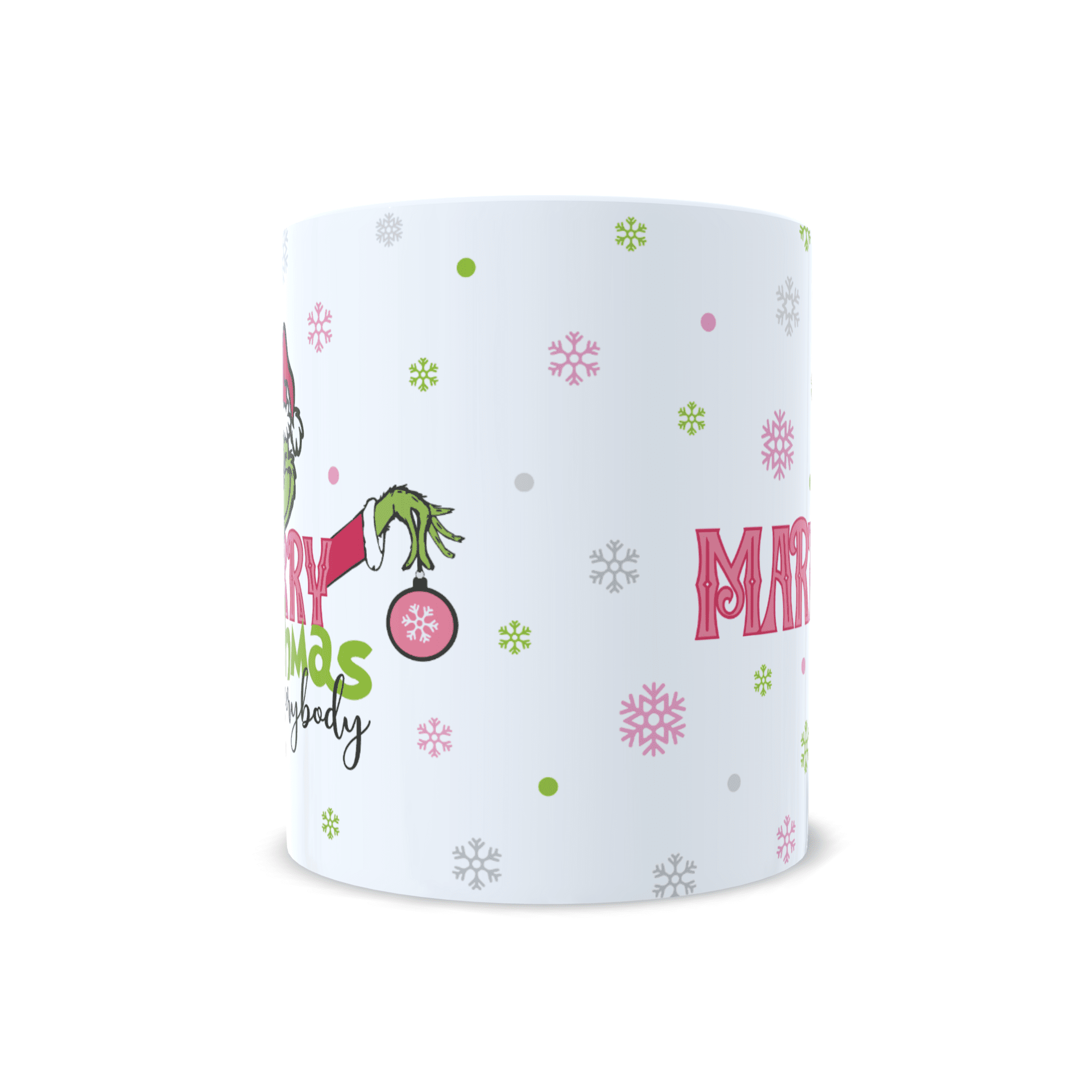 Taza personalizada regalo Grinch Merry Grinchmas navideña con nombre rosa - 3
