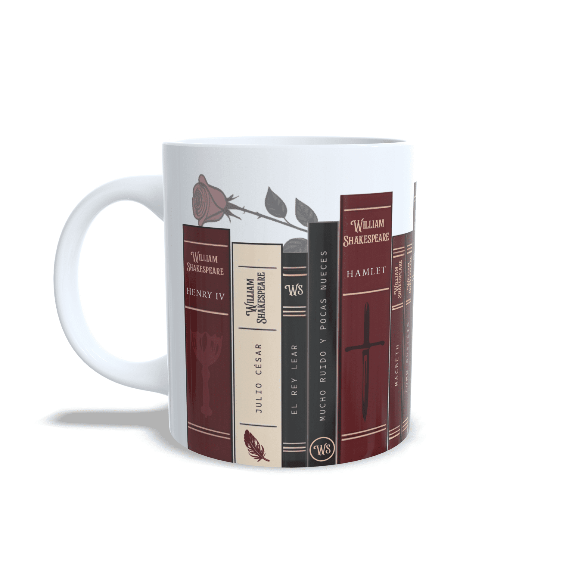 Taza personalizada Libreria libros William Shakespeare Romeo y Julieta rosa - 5