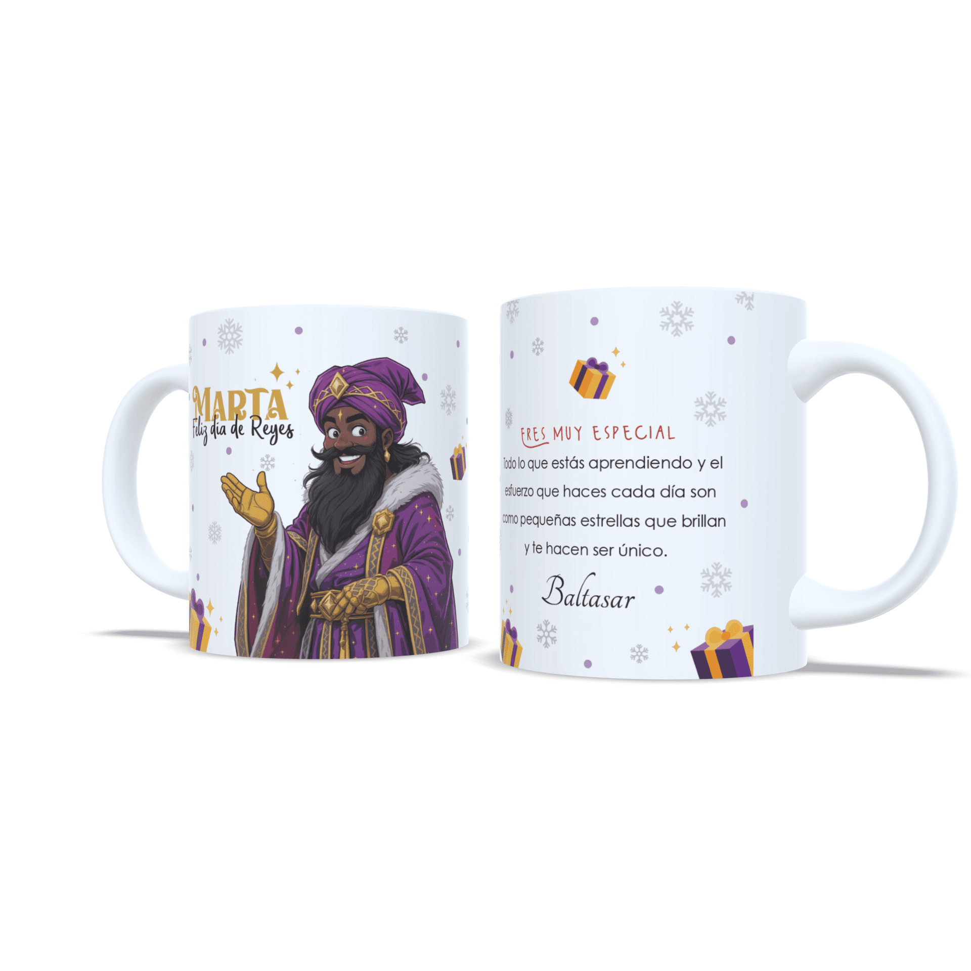 Taza personalizada regalo Rey Baltasar dibujo con mensaje reyes magos navidad - 6