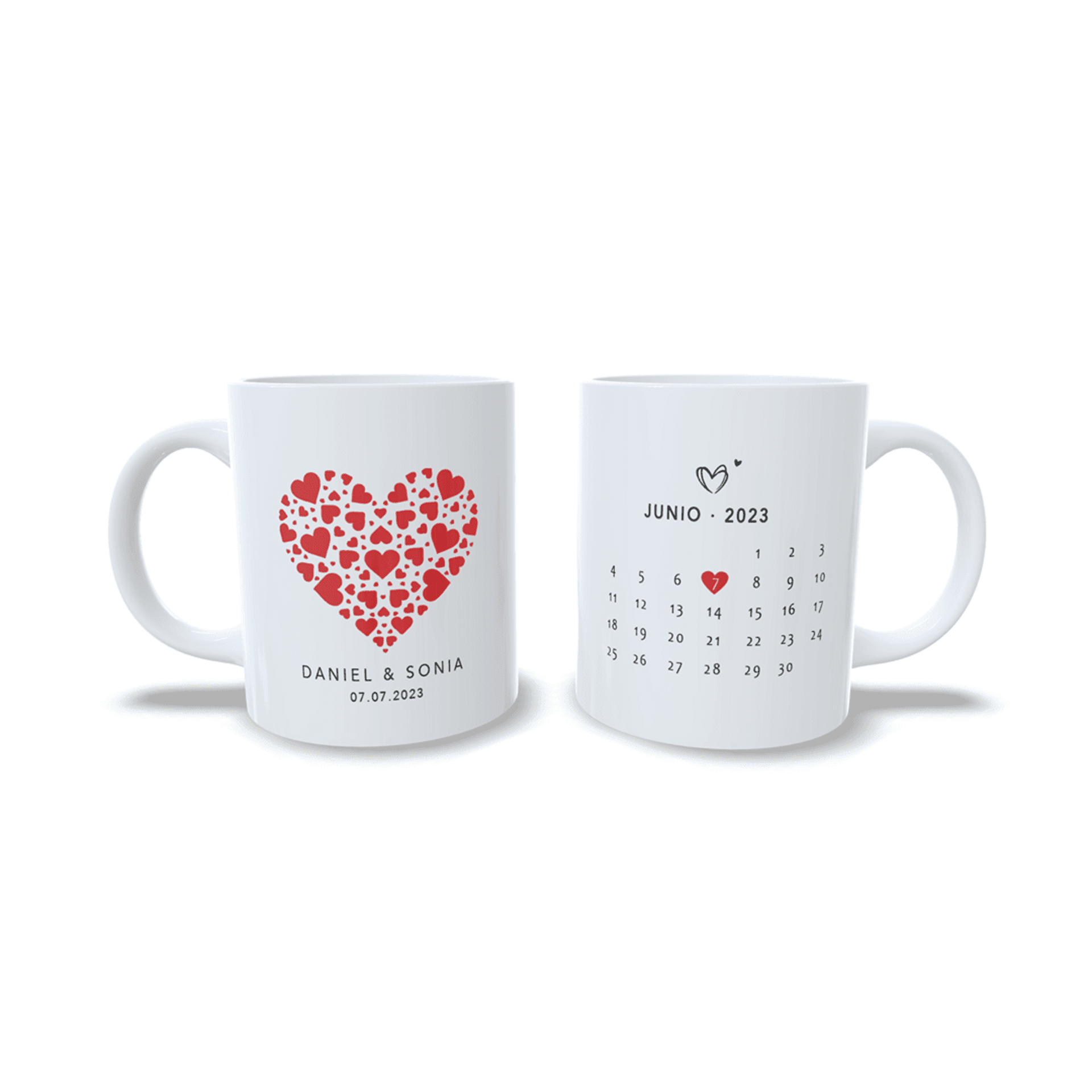 Taza personalizada para parejas aniversario san Valentin regalo Corazones Rojos - 10