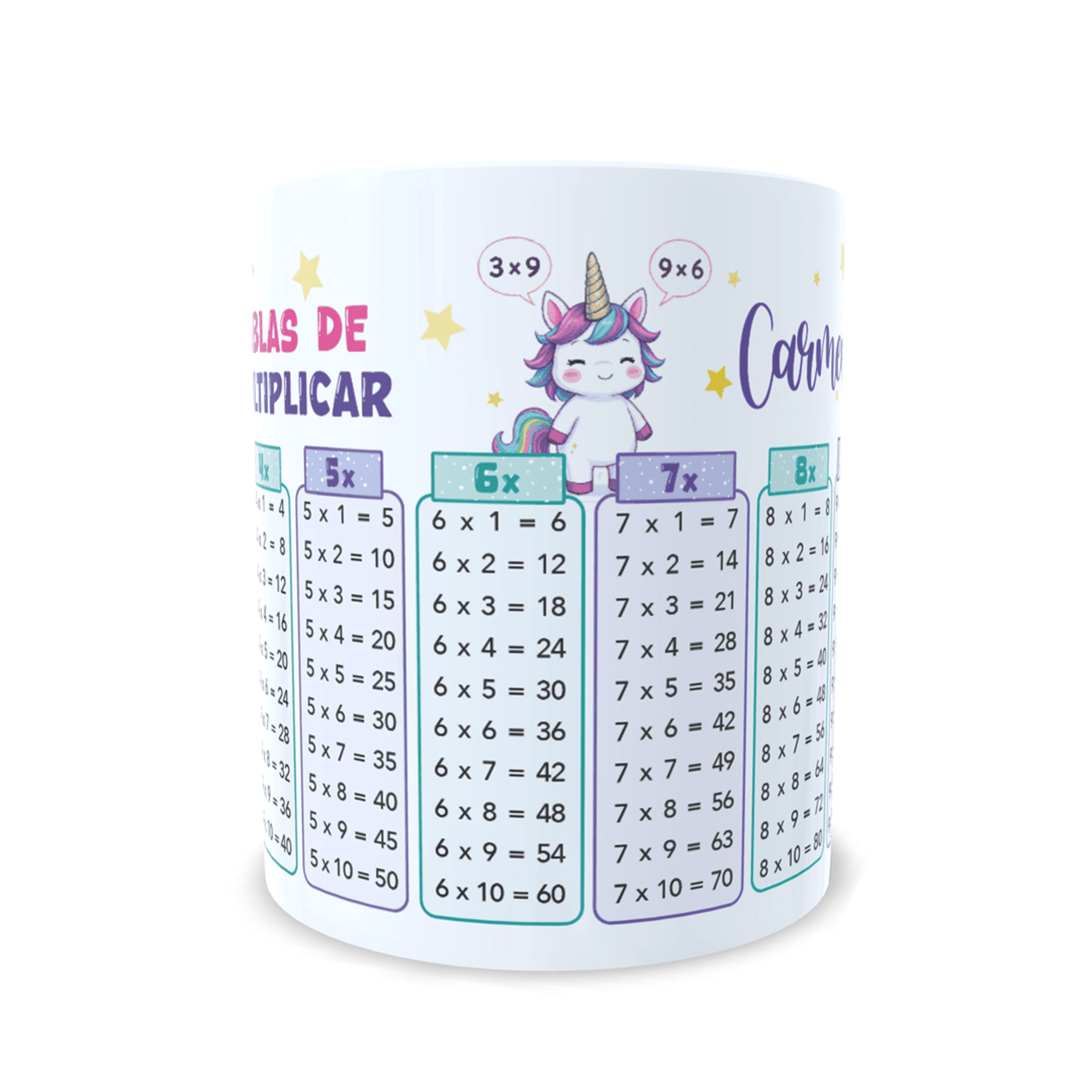 Taza personalizada Unicornios tablas de multiplicar aprender matemáticas cálculo - 2