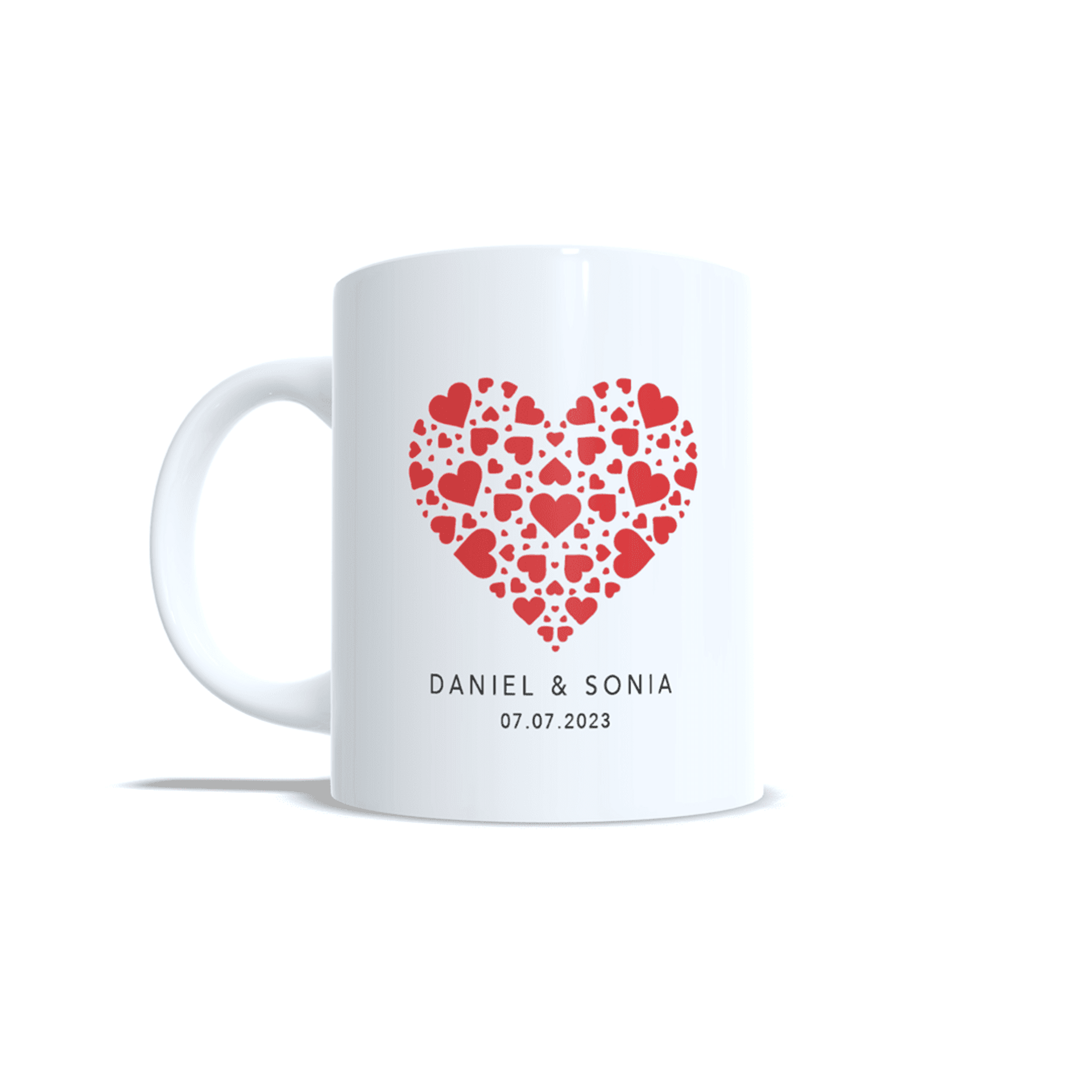 Taza personalizada para parejas aniversario san Valentin regalo Corazones Rojos - 2