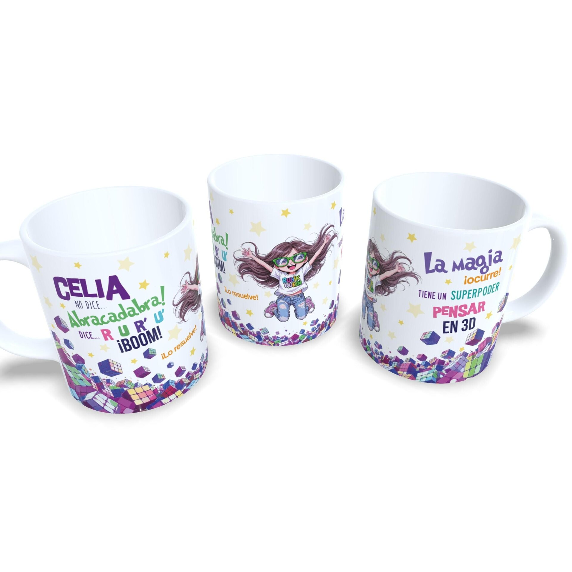 Taza personalizada regalo niña cubo de Rubik juego especial cumpleaños original - 7