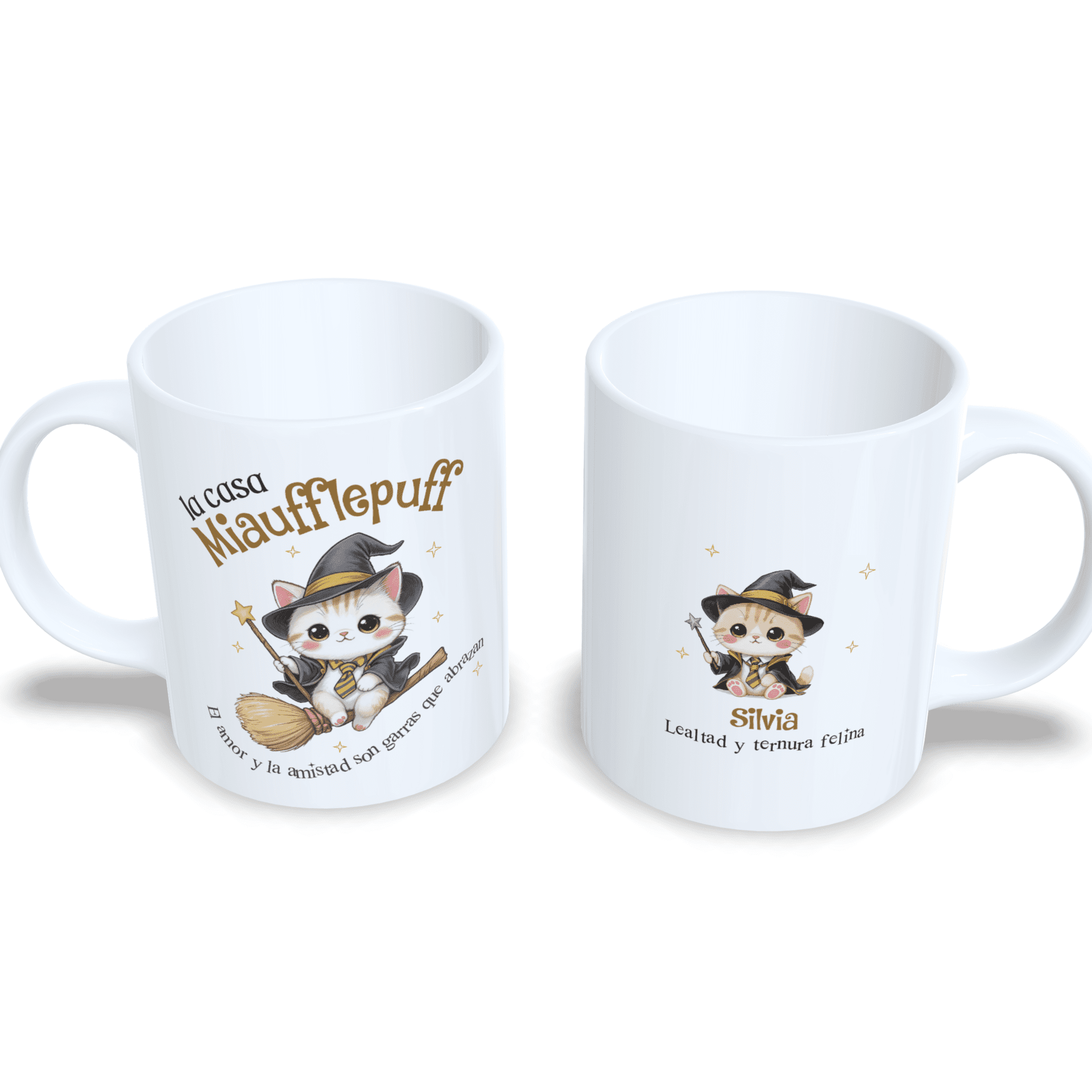 Taza personalizada inspirada en Harry Potter de gatitos de la casa Miaufflepuff - 2