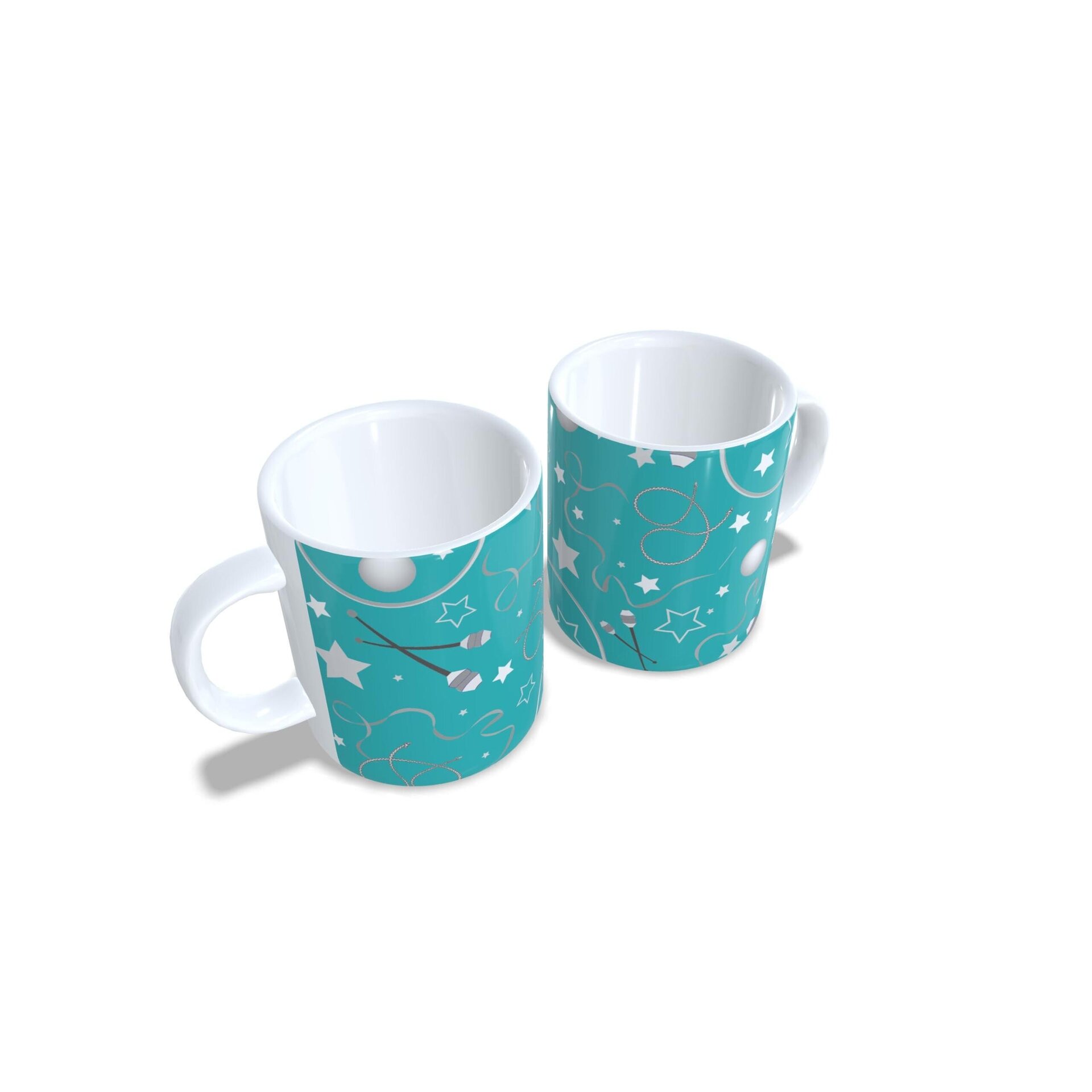 Taza personalizada regalo de Gimnasia Rítmica con aparatos sobre fondo turquesa - 5