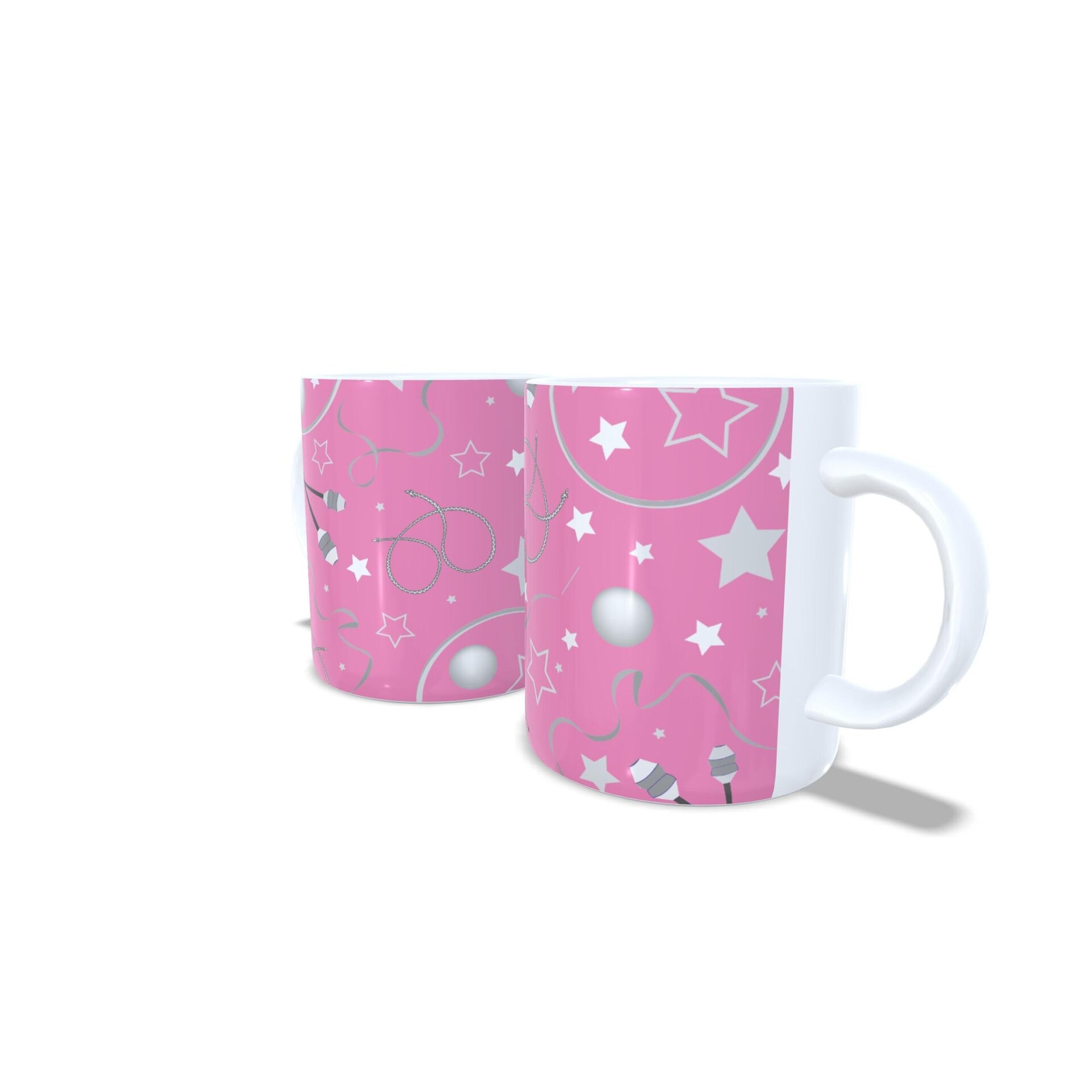 Taza personalizada regalo de Gimnasia Rítmica con aparatos sobre fondo rosa - 3
