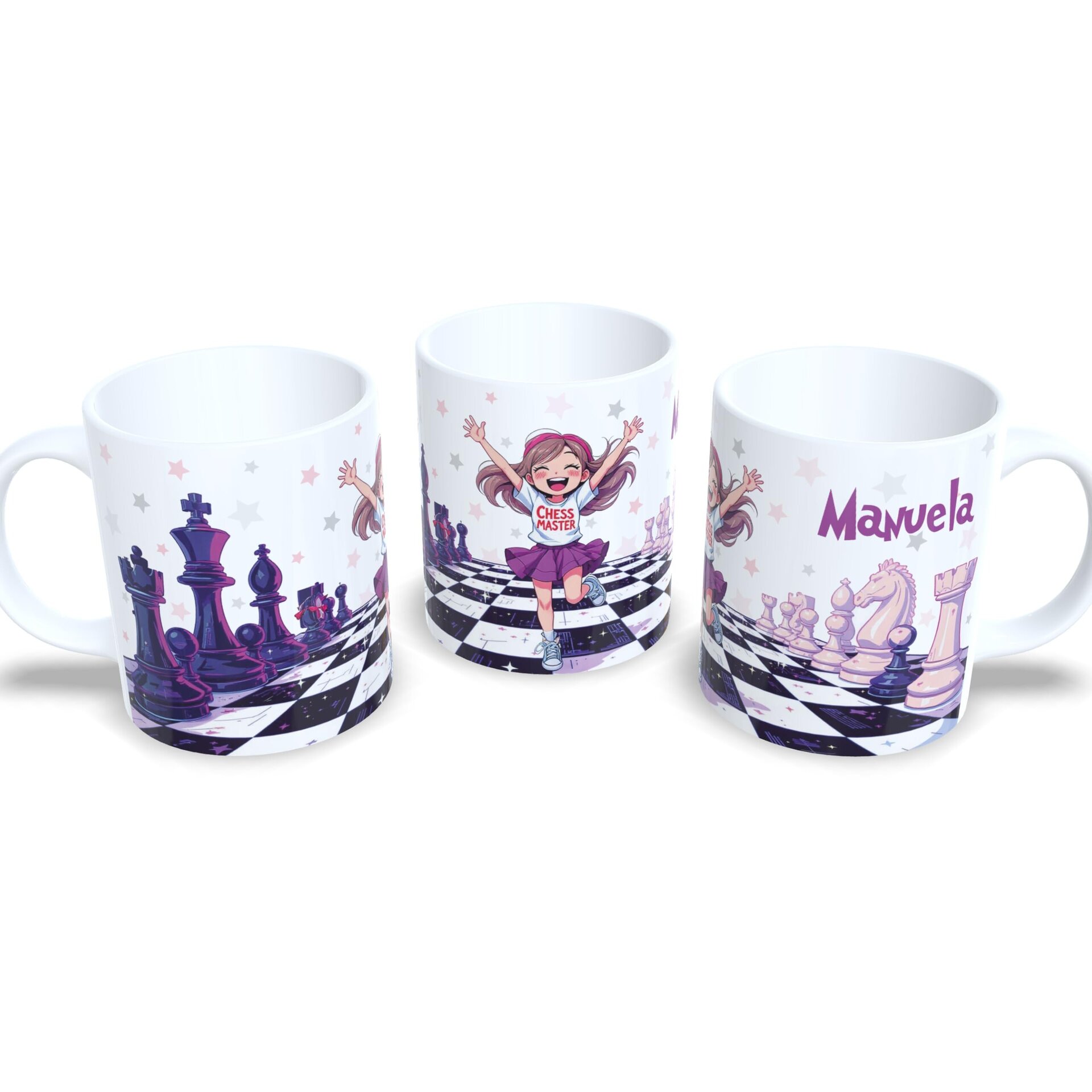Taza personalizada regalo para niñas jugadoras de ajedrez tablero con nombre - 5
