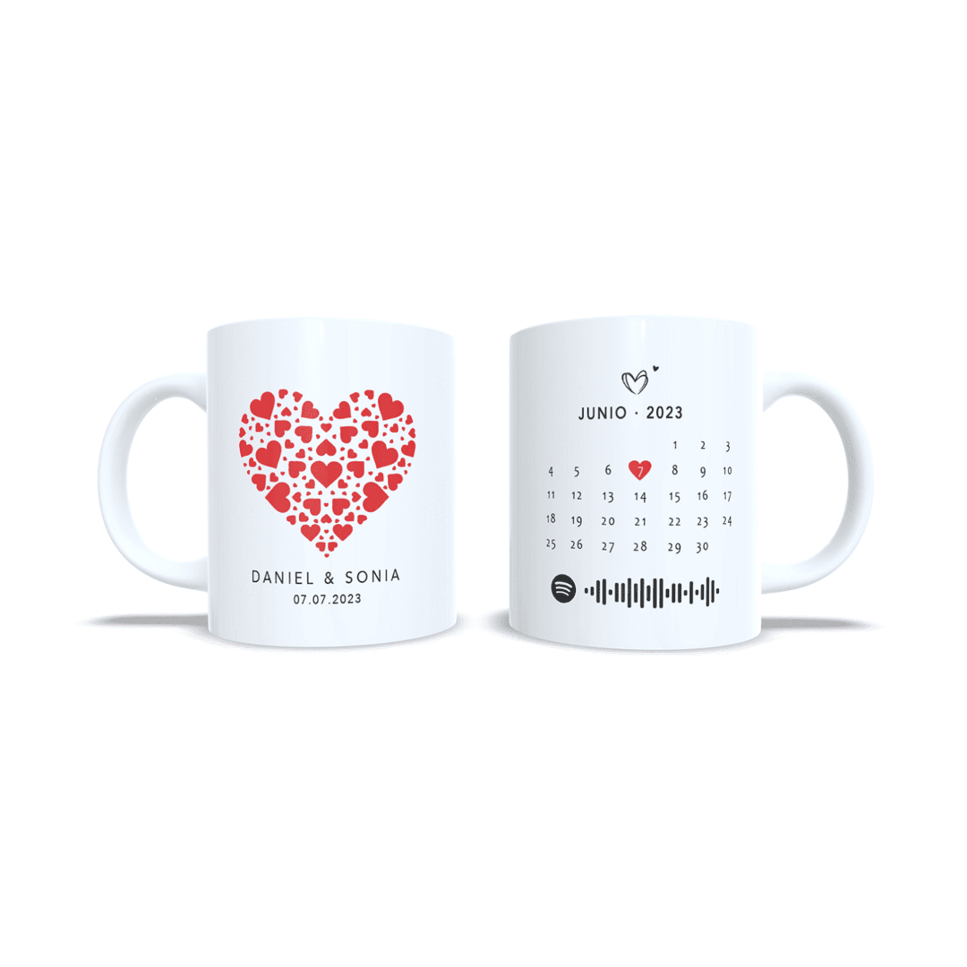 Taza personalizada para parejas aniversario san Valentin regalo Corazones Rojos - 7