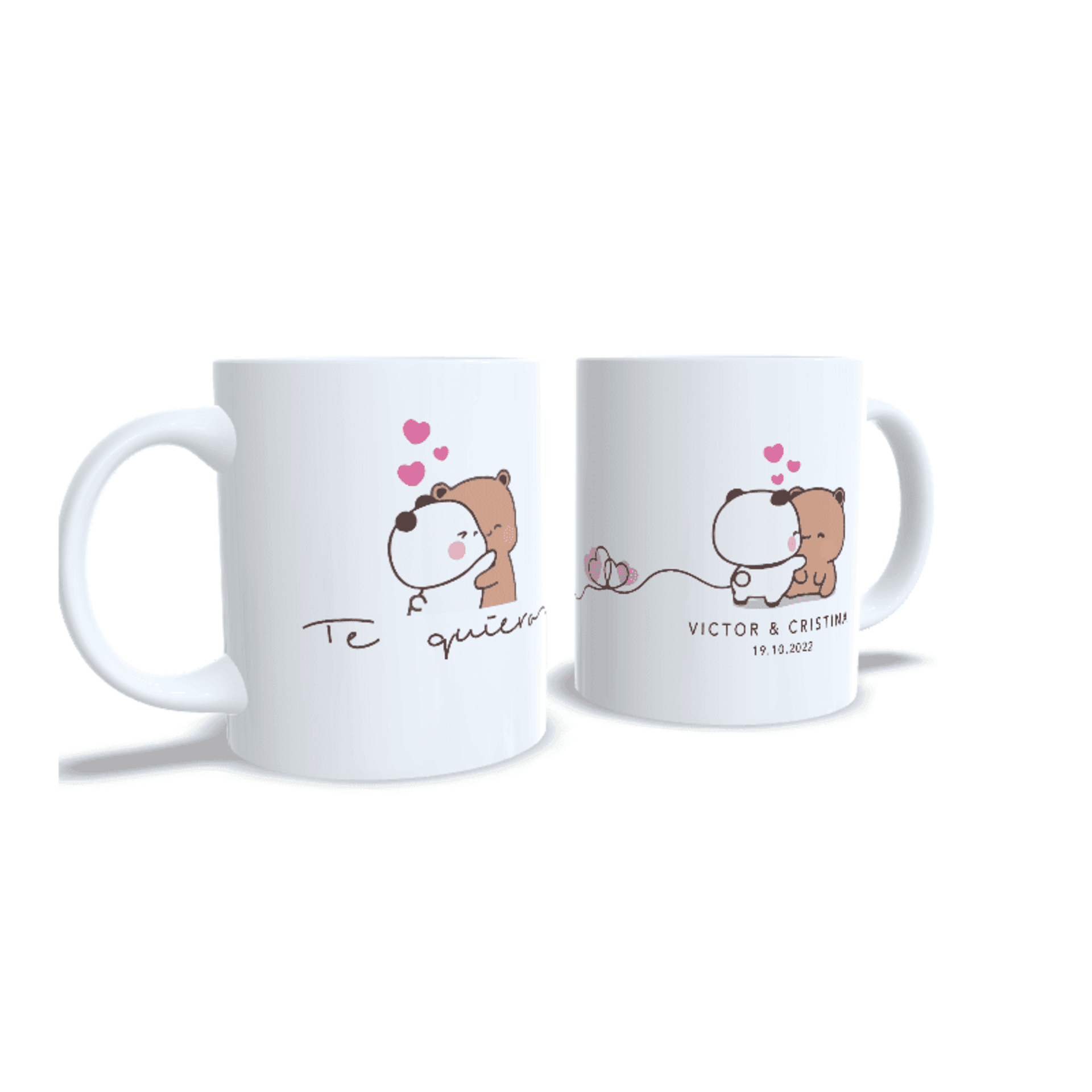 Taza personalizada para parejas aniversario san Valentin regalo Osos abrazo - 6