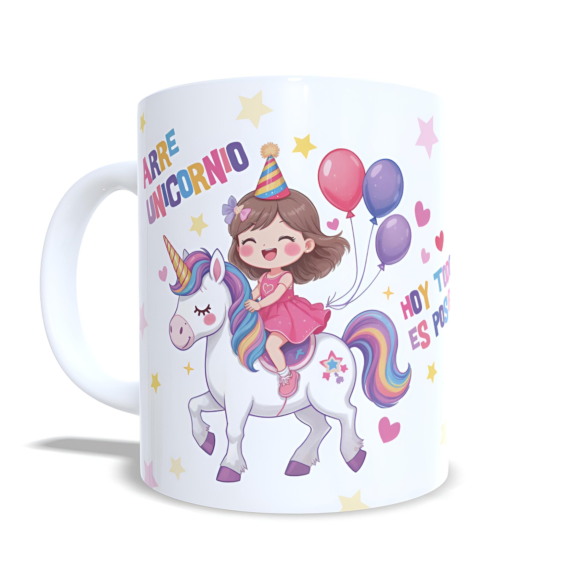 Taza personalizada cumpleaños niña subida en unicornio regalo nombre Enna Blues - 3